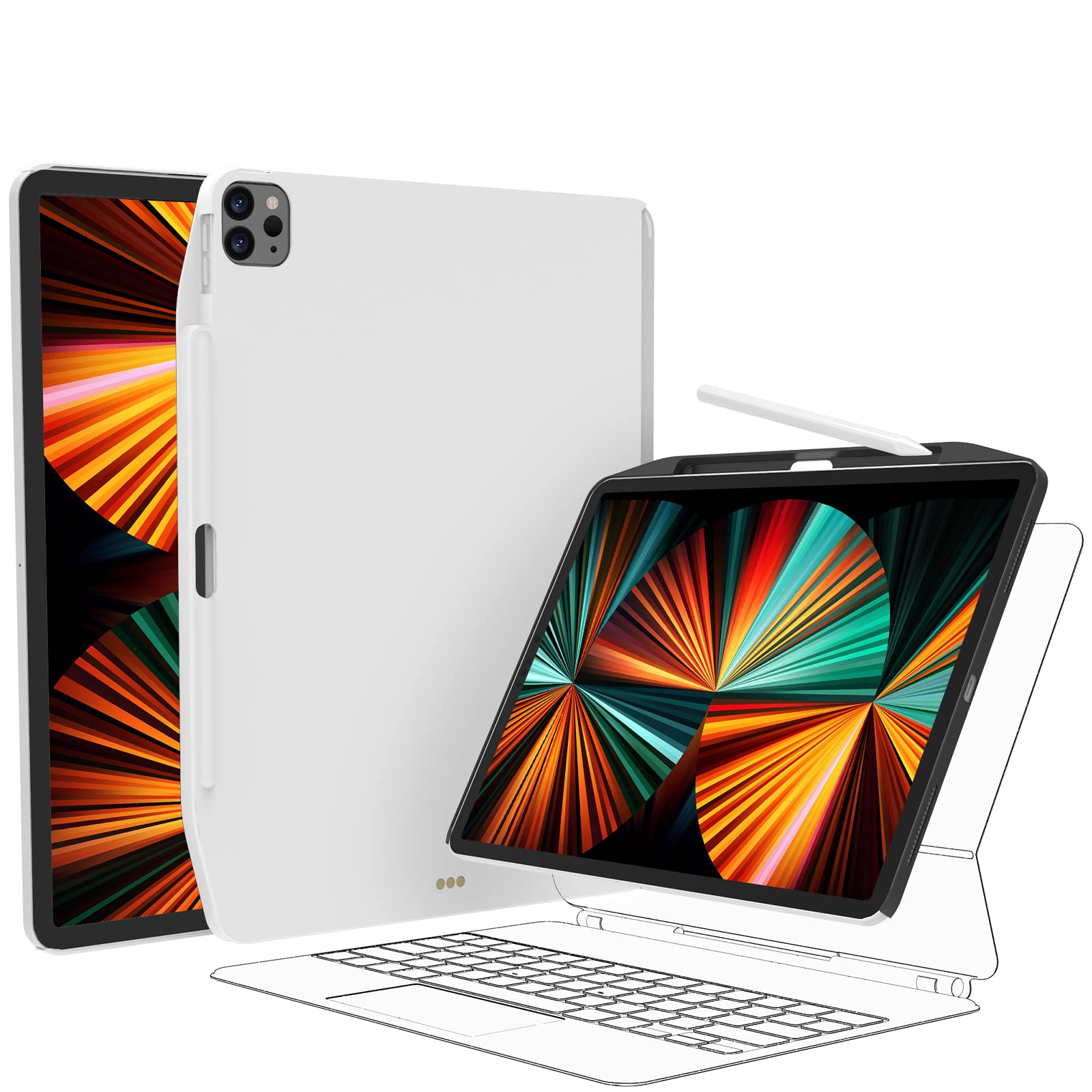SwitchEasy CoverBuddy iPad Pro 12.9 Case (2021-2022) with Pencil Holder - White | Works with Magic Keyboard for Office & Study