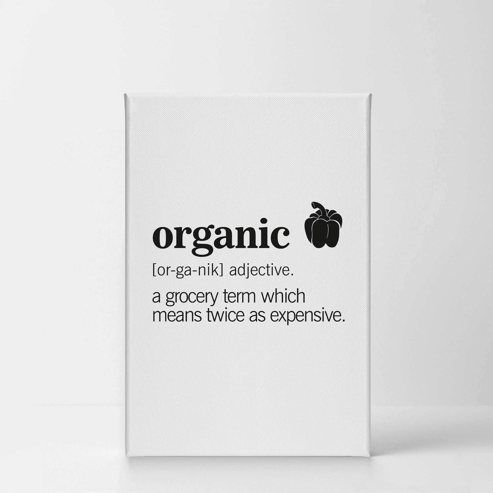 Organic Funny Quote Kitchen Canvas Wall Art Print - Smile Art Design Noun Dictionary Definition - Modern Farmhouse Decor for Restaurant, Cafe & Dining Room - Housewarming Gift - Ready to Hang 36x24 - Perfect for Home, Office & Wedding Decor