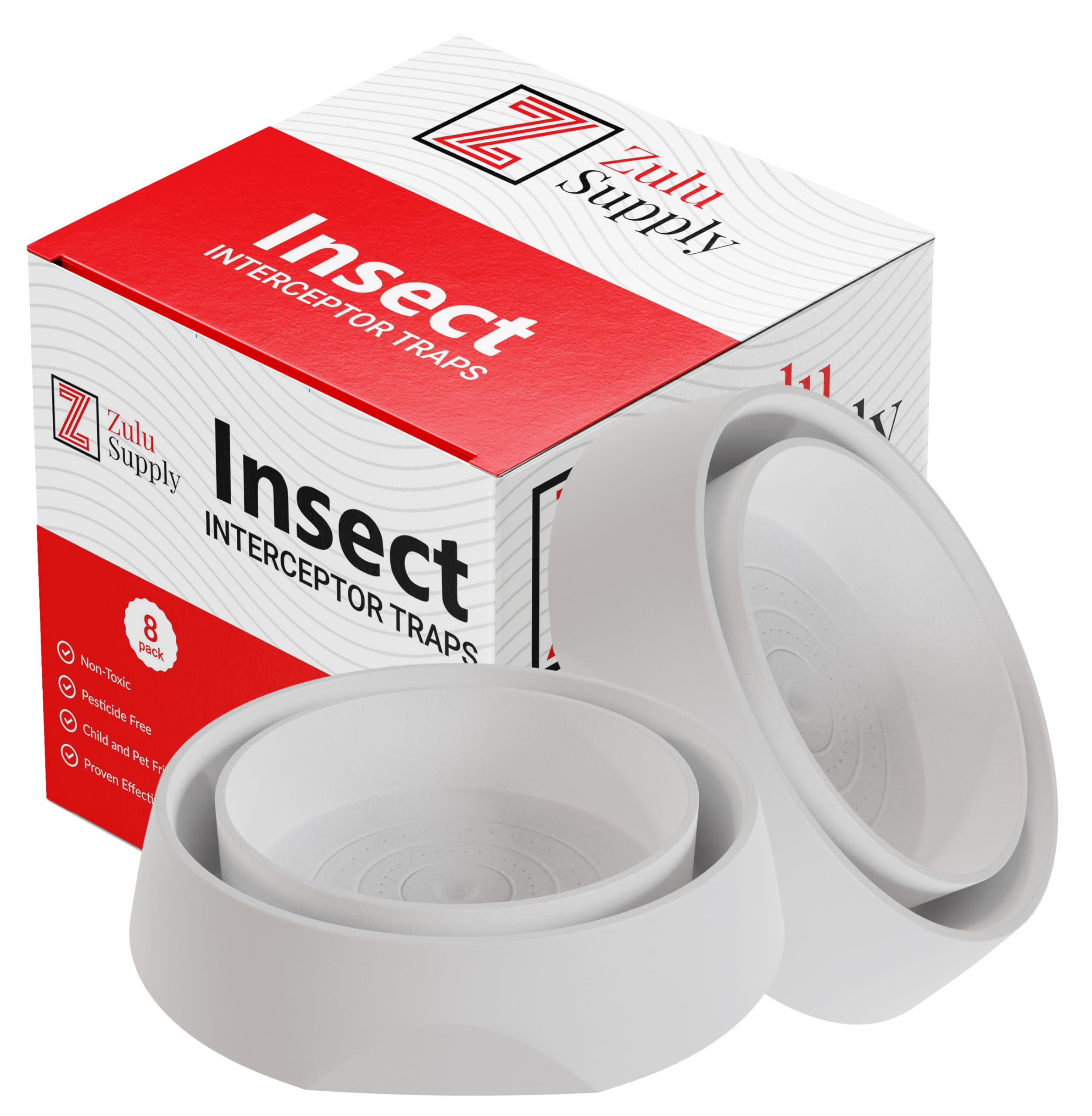 Zulu Supply Bed Bug Interceptors & Traps - 8 Pack White Bedbug Monitors for Bed Legs & Furniture - Effective Insect Detectors for Home, Hotel & Travel Protection