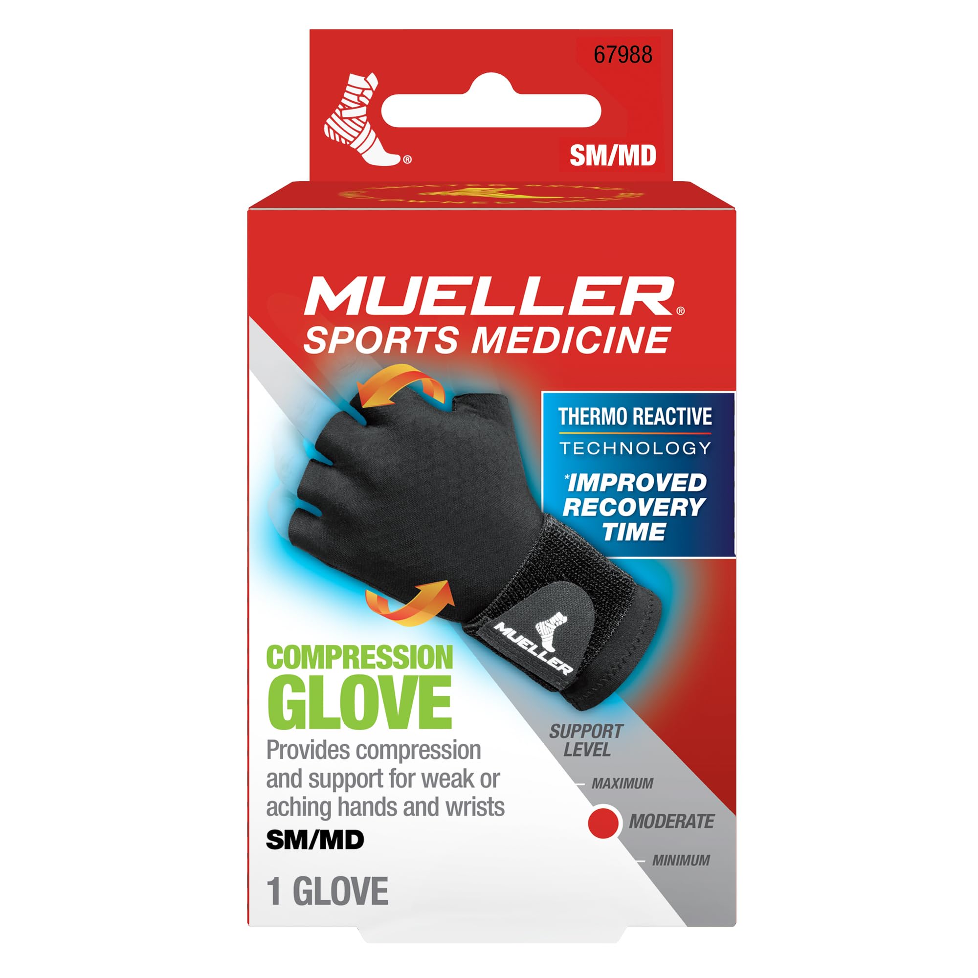 Mueller Sports Medicine Reversible Compression Gloves for Men & Women - Arthritis, Carpal Tunnel & Hand Pain Relief - Perfect for Typing, Gaming & Daily Activities