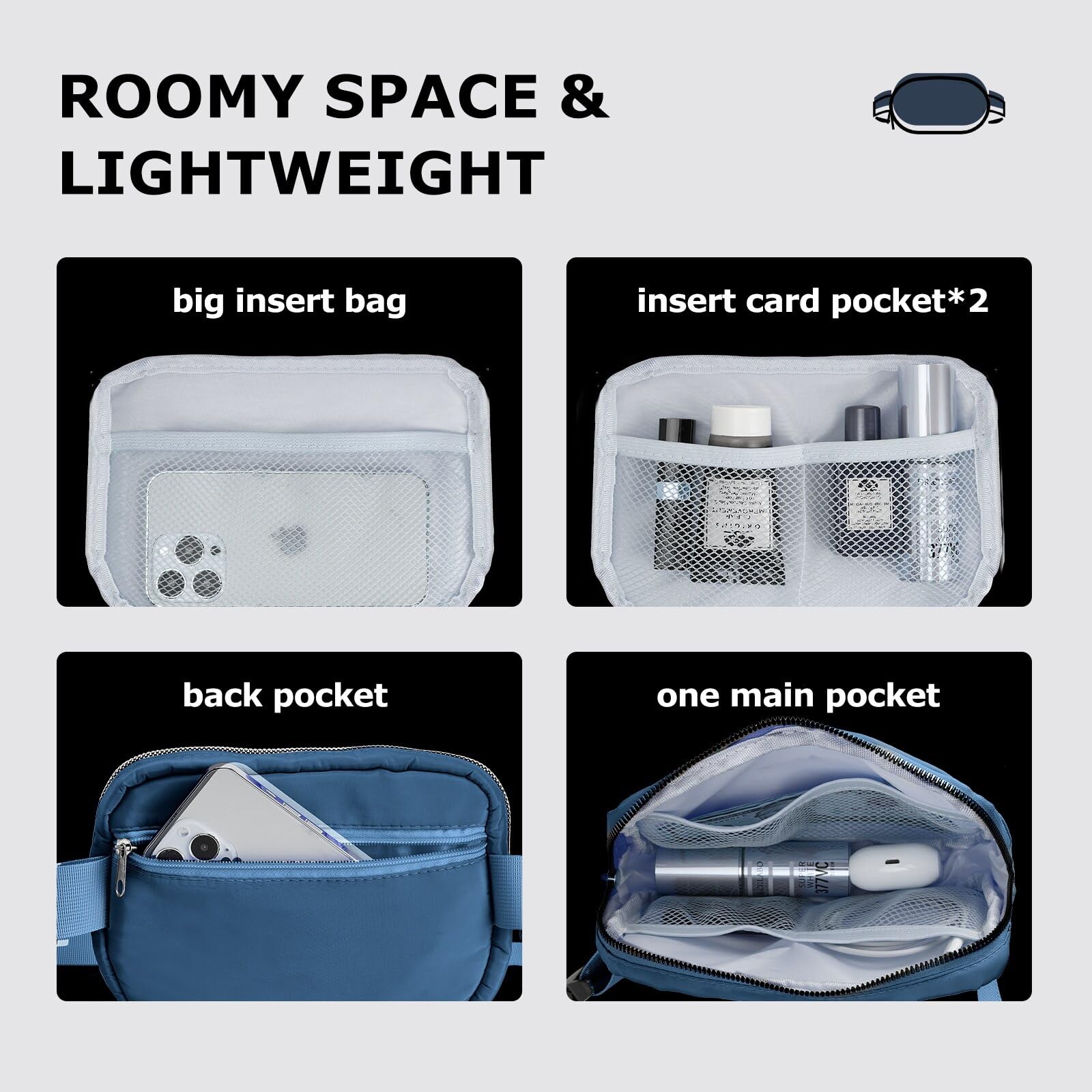 Waterproof Running Fanny Pack for Women & Men - Adjustable Crossbody Belt Bag for Gym, Hiking, Travel - Lightweight & Hands-Free (Perfect for Jogging, Workouts & Outdoor Adventures) - Blue