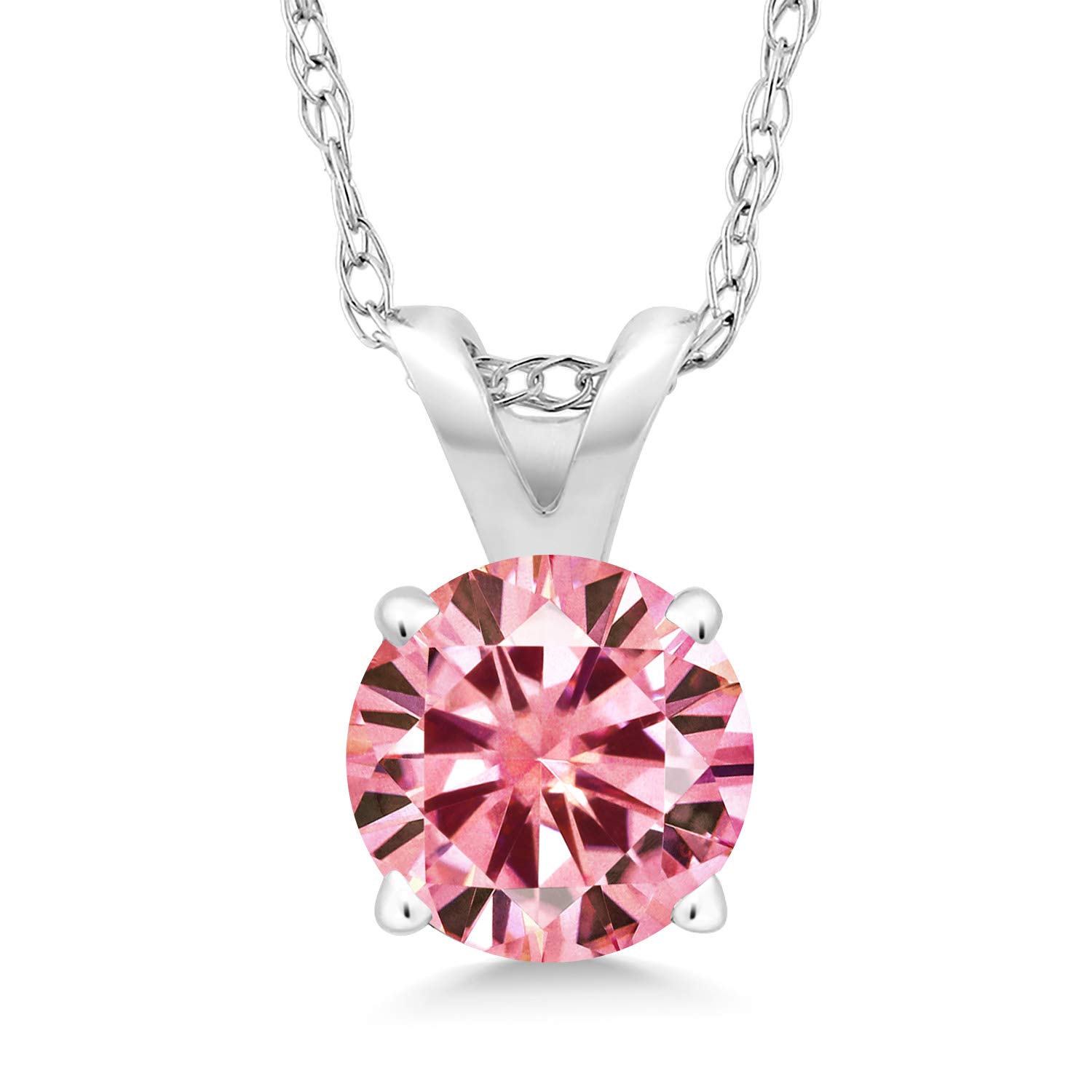 14K White Gold Round 5MM Birthstone Solitaire Pendant Necklace for Women - 18 Inch Gold Chain | Personalized Gemstone Jewelry Gift for Mom, Wife, Daughter | Perfect for Birthdays, Anniversaries & Special Occasions
