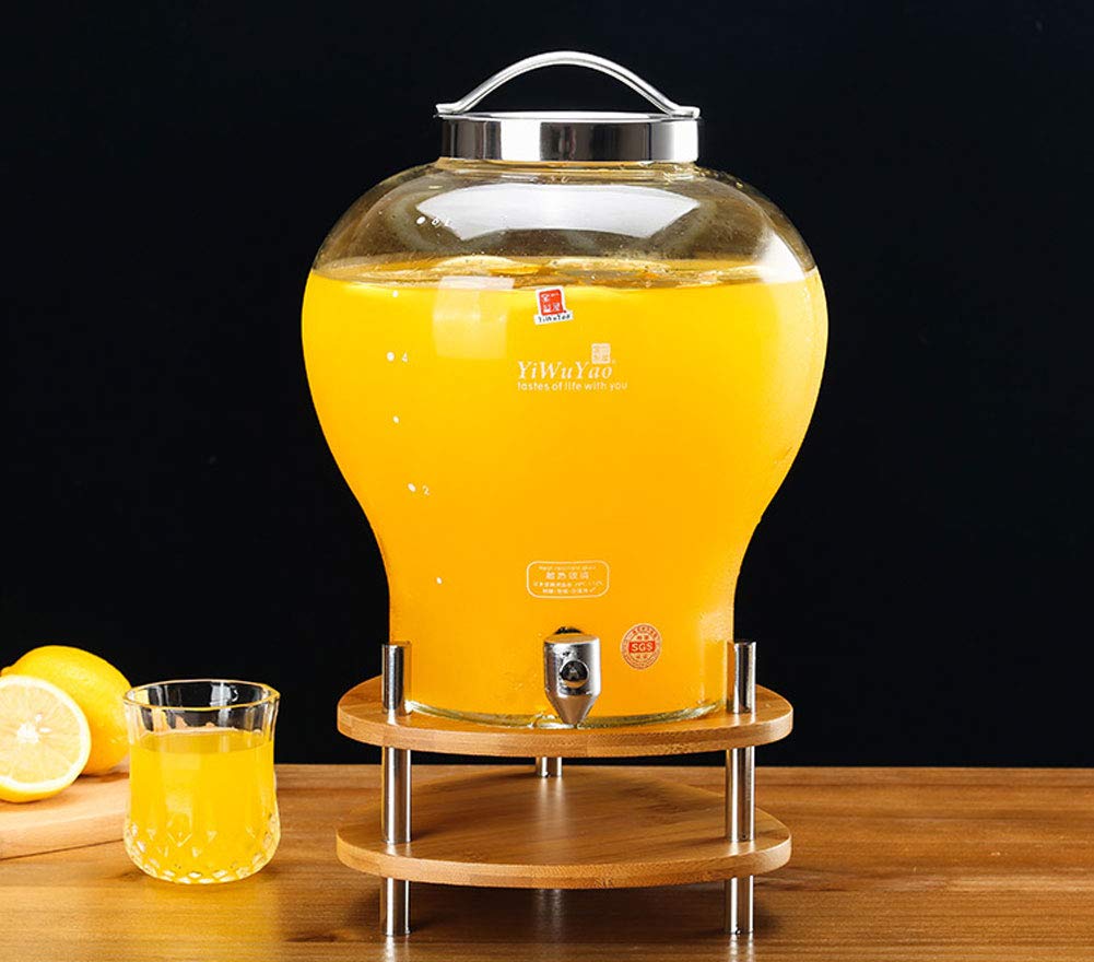 Premium Glass Beverage Dispenser with Stand - 8L (2 Gallon) Clear Drink Water Dispenser with Stainless Steel Spigot - Perfect for Parties, Weddings, Bars, BBQs, and Outdoor Events - Ideal for Lemonade, Iced Tea, Cocktails, and Punch Serving