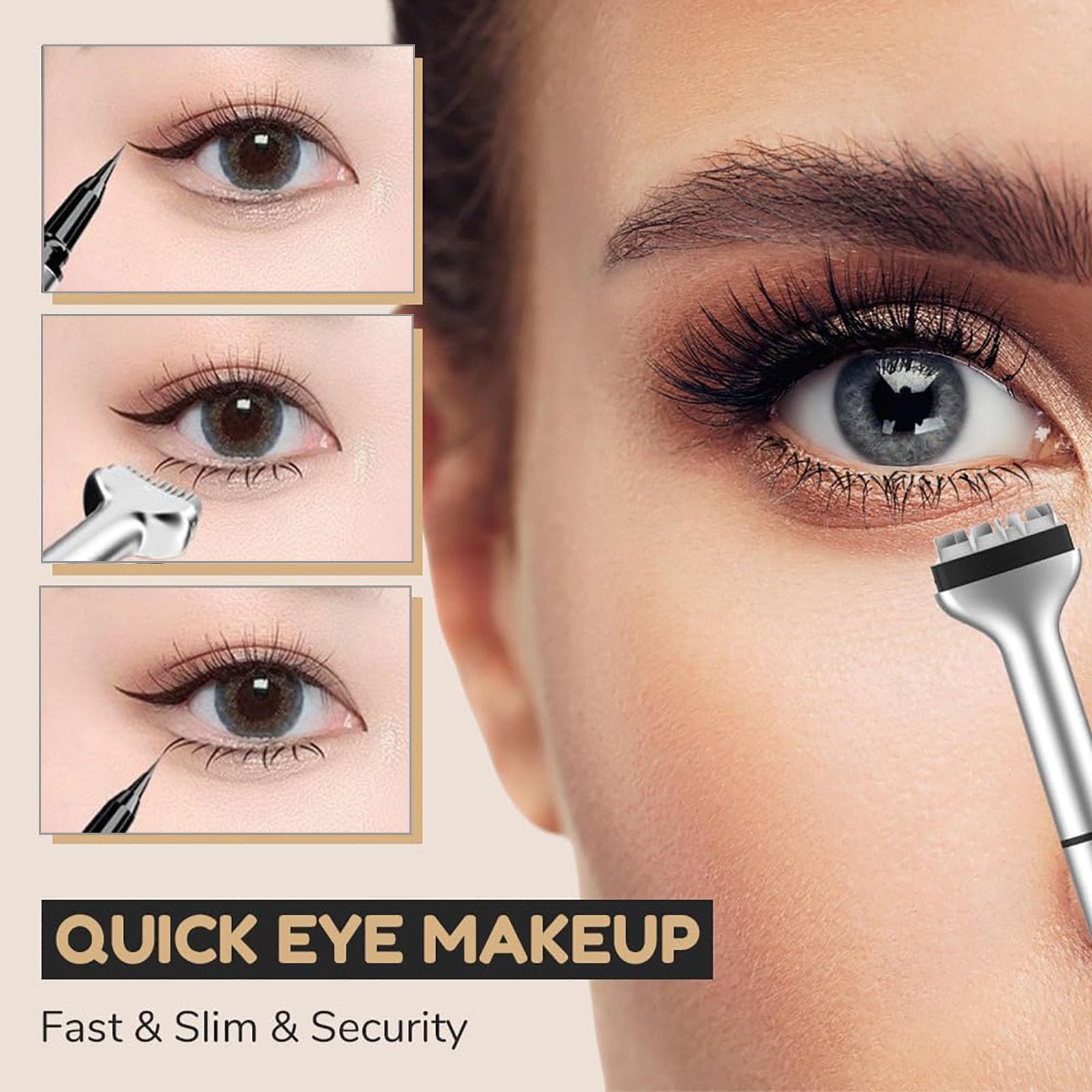 2-in-1 Waterproof Eyeliner & Lower Lash Stamp Kit - Reusable Eyelash Stamp Tool with Ink for Quick Eye Makeup | Perfect for Beginners & Professional Makeup Artists | Great for Daily Use, Parties & Special Occasions (Black)