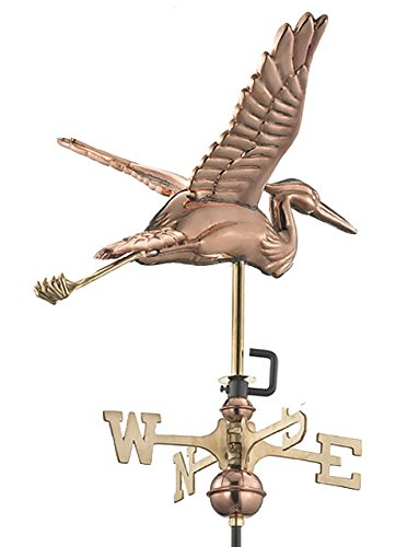 Good Directions 8805PG Blue Heron Weathervane - Polished Copper Garden Weather Vane with Pole for Outdoor Decoration | Perfect for Garden, Patio, Farmhouse & Backyard Decor
