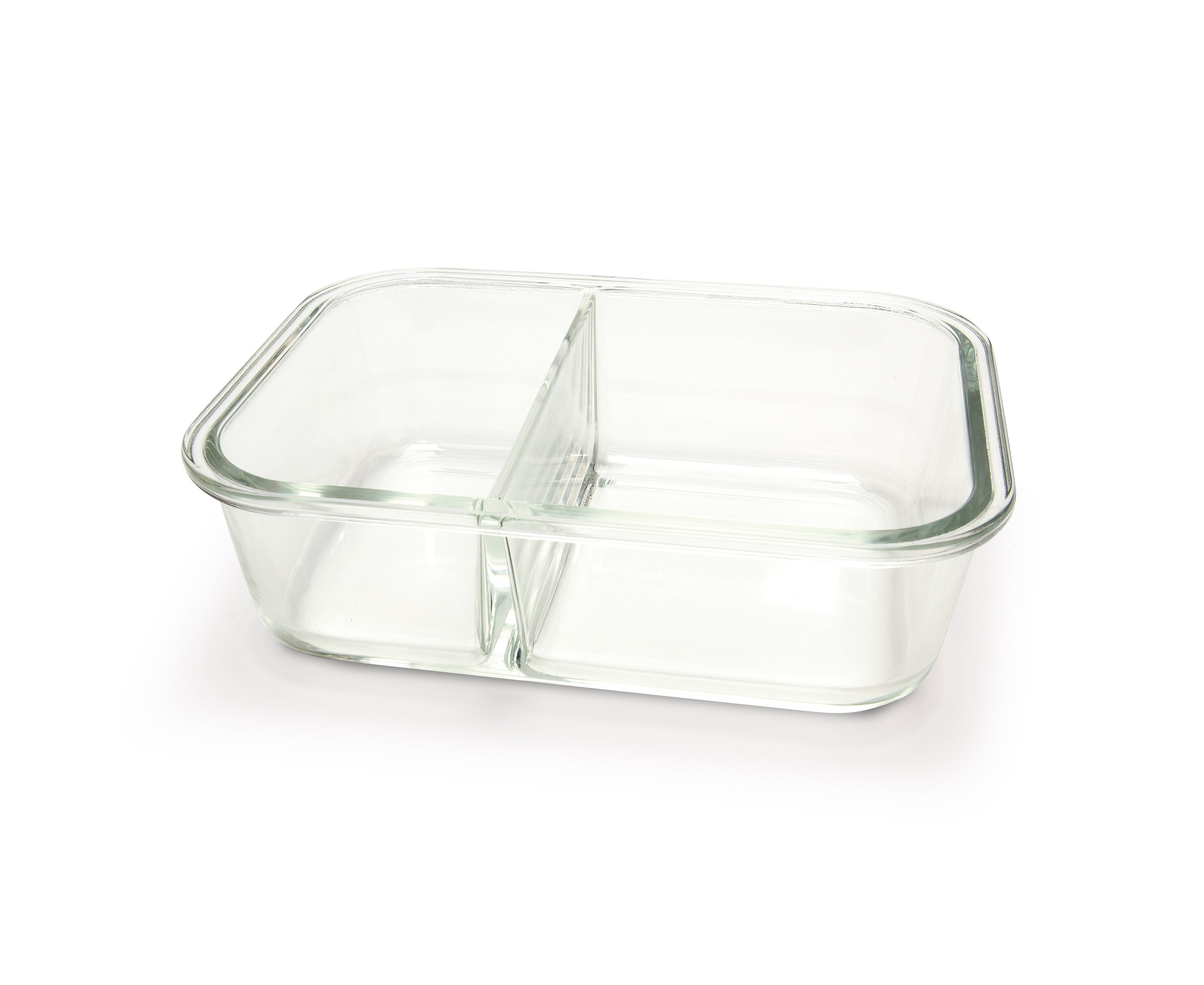 Divided Glass Food Storage Container 1360ml (530ml + 830ml) - Airtight Bento Box for Meal Prep, Lunch, Salad & Snacks - Perfect for Office, School & Picnics