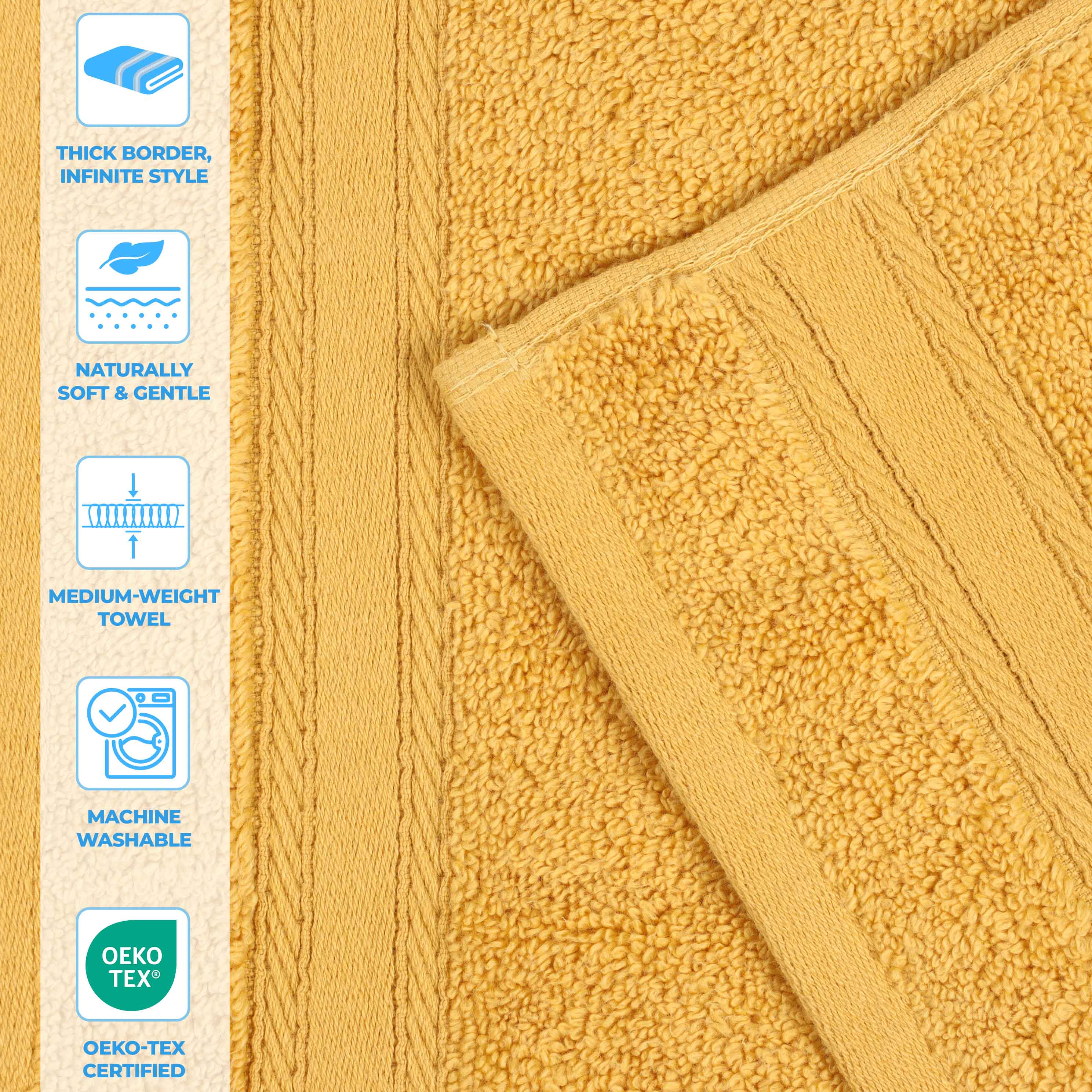 Belmont Zero Twist Cotton Medium Weight Absorbent 3-Piece Bath Towel Set | Soft & Quick-Drying | Perfect for Bathroom, Spa & Gym Use
