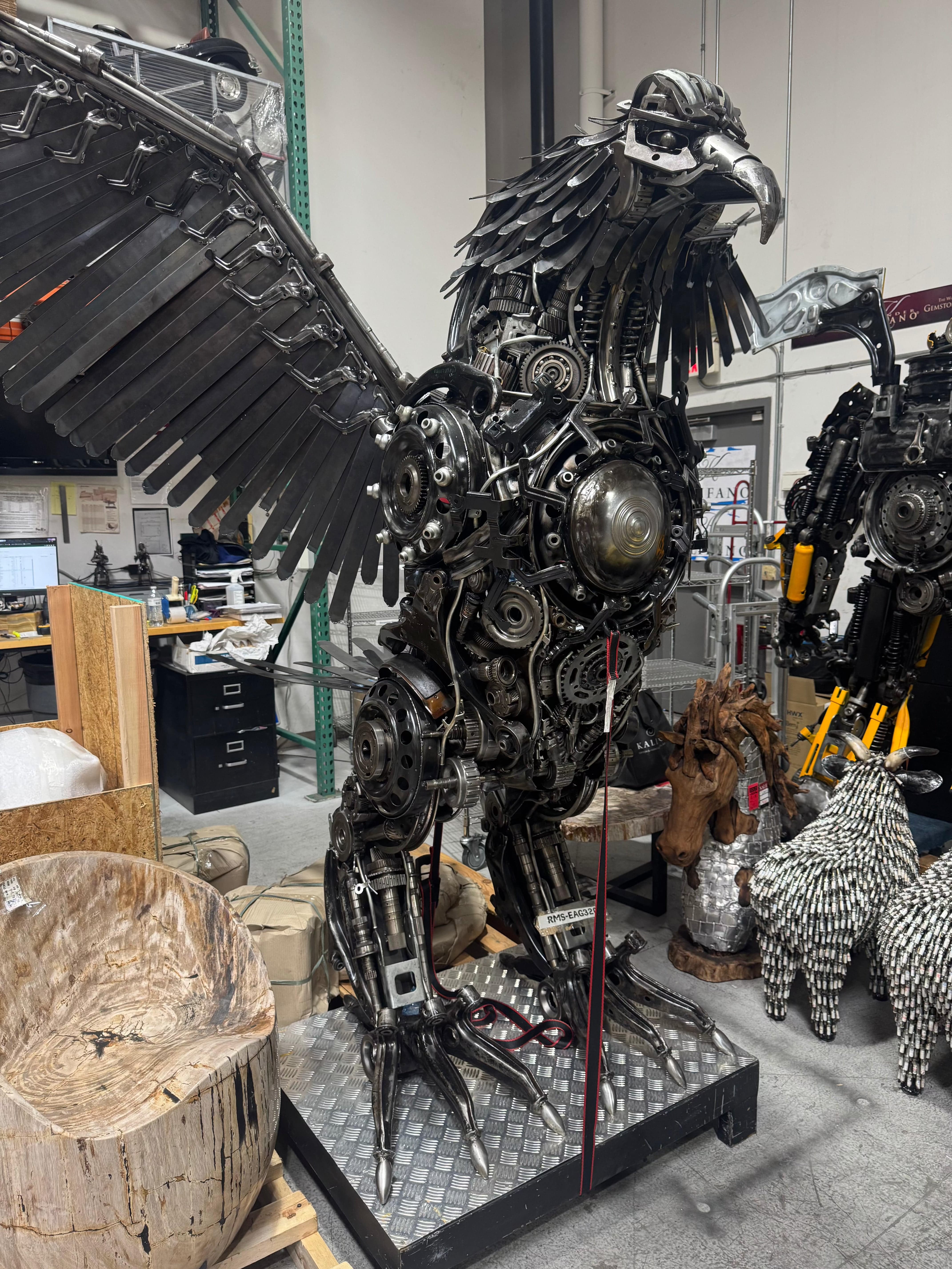 125 Eagle Recycled Metal Art Sculpture - Handmade Wall Decor for Home & Office - Perfect for Living Room, Bedroom, or Outdoor Garden Decor