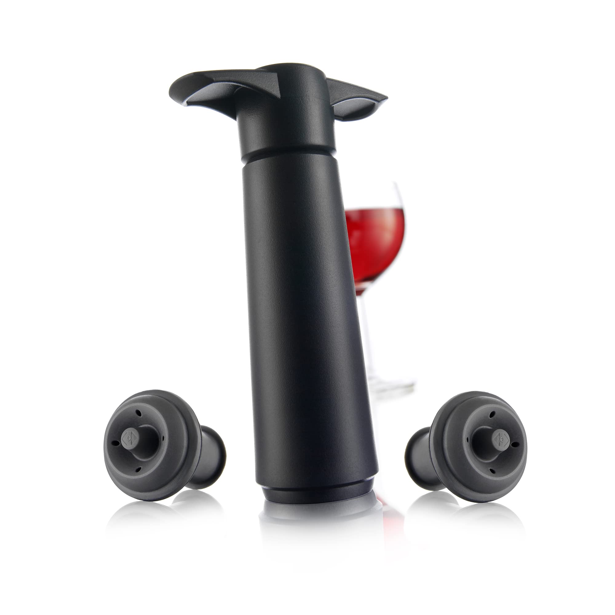 The Original Vacu Vin Wine Saver Pump & Preserver Set with 4 Black Vacuum Stoppers - Wine Bottle Vacuum Sealer to Keep Wine Fresh Longer - Perfect for Home Bars, Restaurants, and Wine Enthusiasts