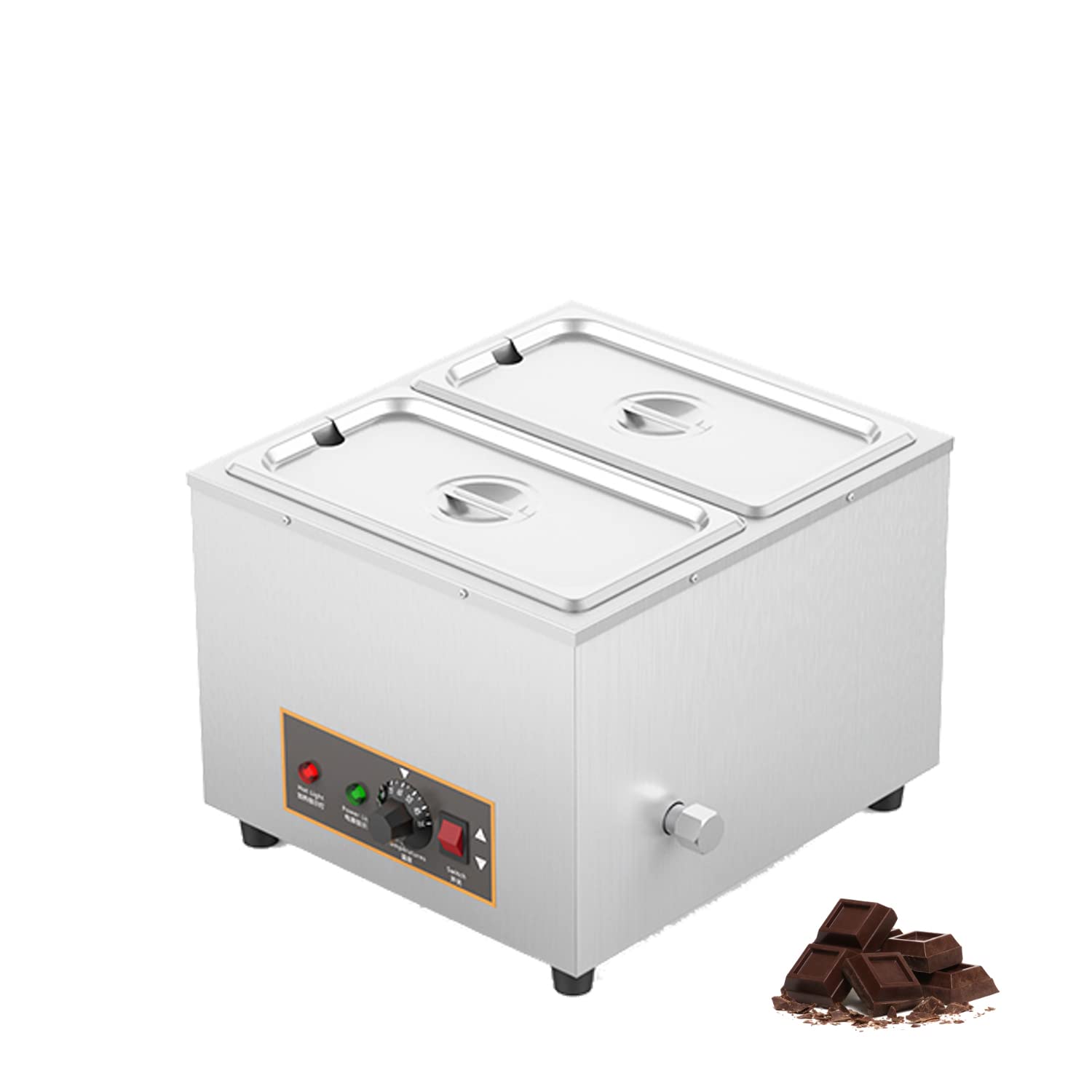 12L Electric Chocolate Melting Pot with Dual Bain Marie Tanks - Professional Chocolate Warmer Machine for Candy Making, Baking & Dessert Decoration (Silver) - Perfect for Bakeries, Chocolatiers & Home Chefs