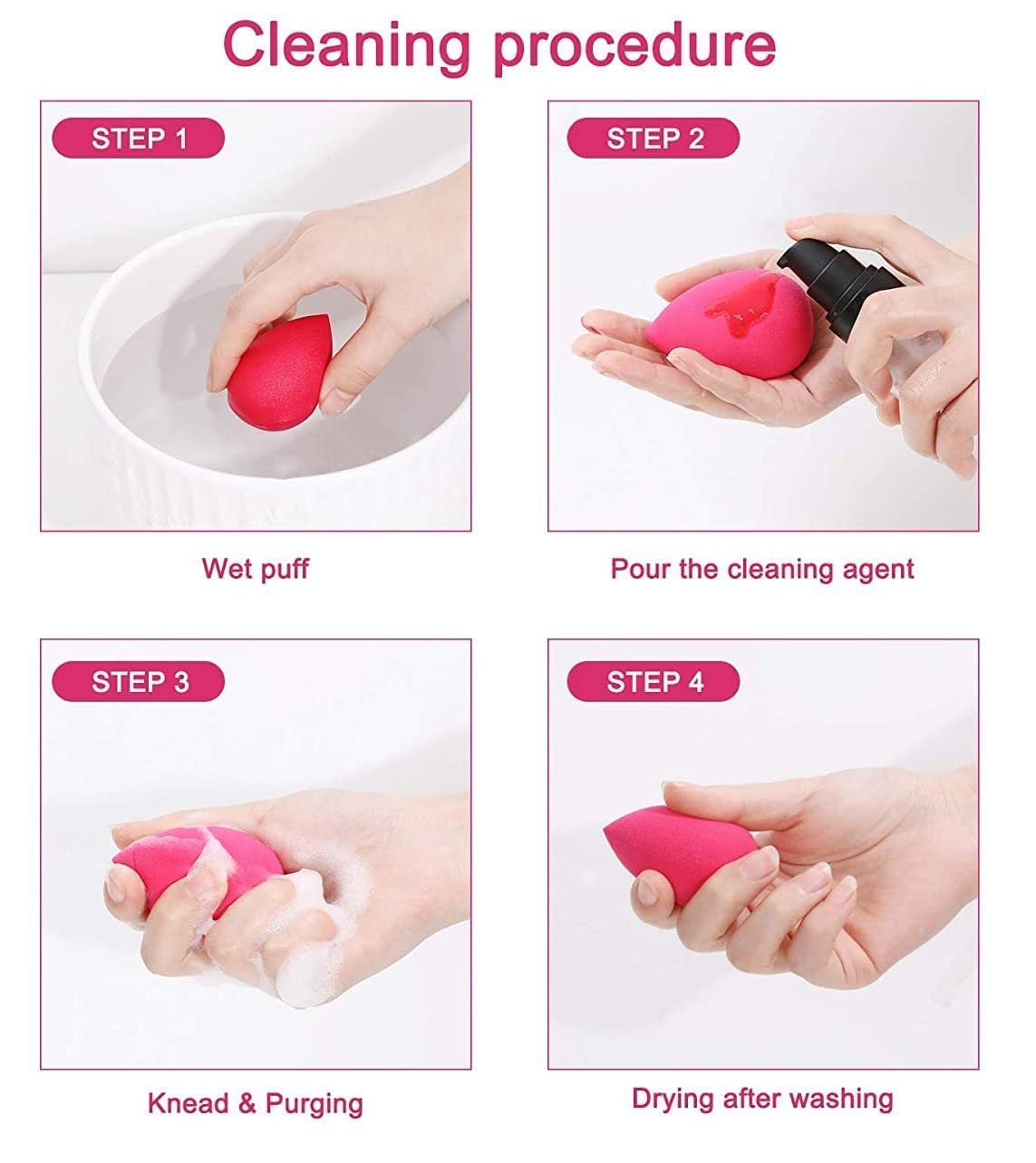 HUDACRUSH 7-Piece Beauty Blender Set - Latex-Free Makeup Sponge Puff for Liquid Foundation, Cream & Powder (4 Large + 3 Small) - Wet & Dry Cosmetic Blenders with Cute Storage Jar - Perfect for Everyday Makeup, Professional Application & Travel