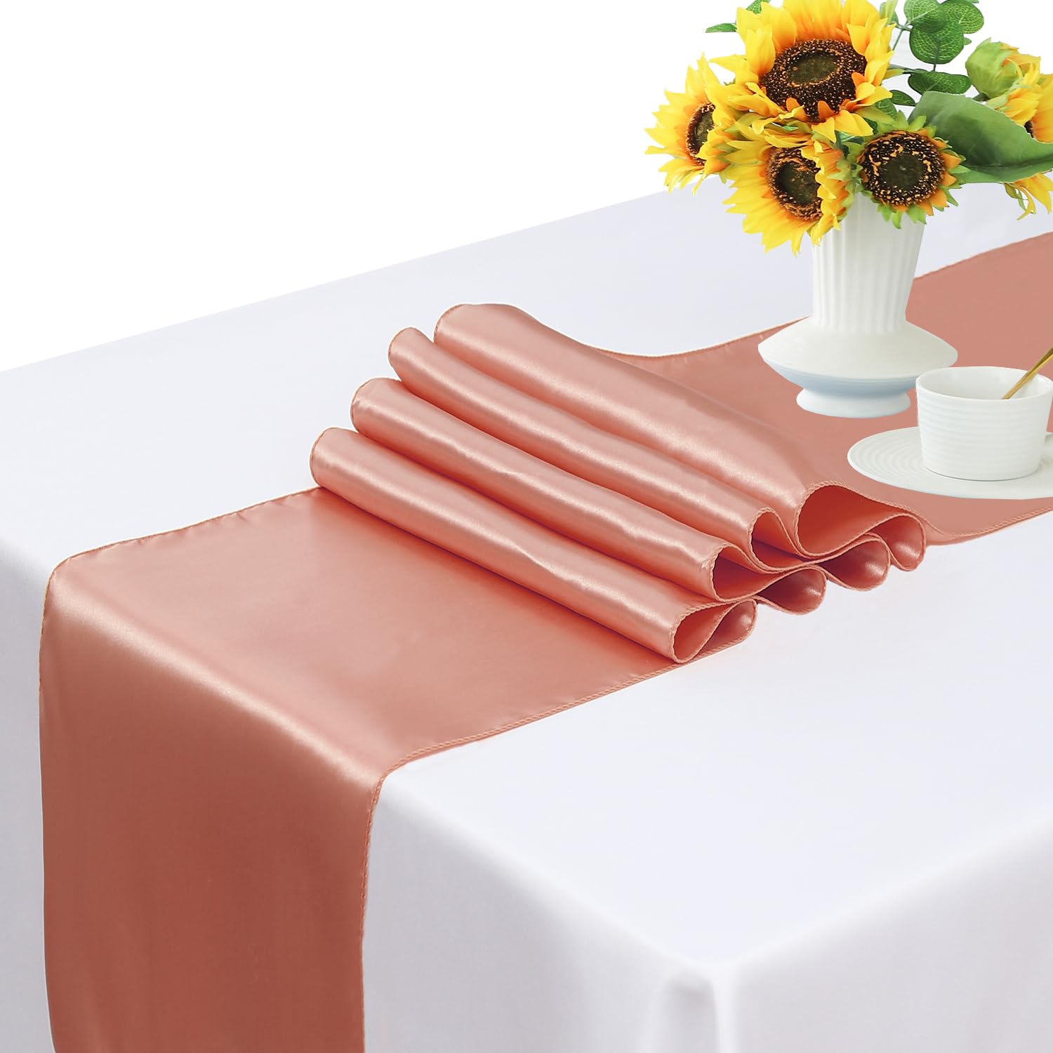 50PCS Wedding Chair Sashes - Rose Gold Satin Ribbons 7x108 inch for Banquet, Party, Hotel & Restaurant Decor - Elegant Chair Bows for Ceremony, Event & Wedding Decorations (Perfect for Chair Backs, Table Centerpieces & Venue Accents)