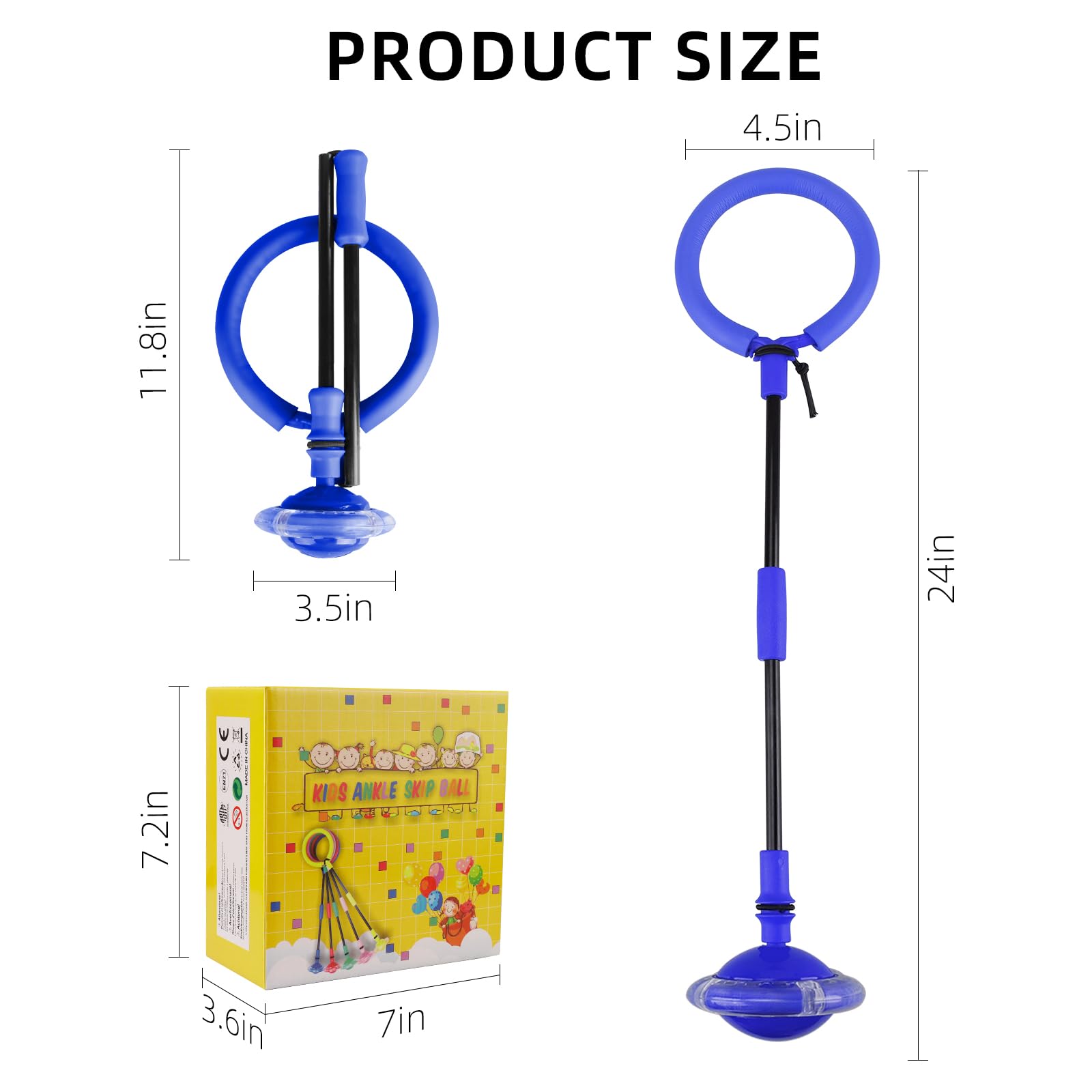 Foldable Flash Wheel Skip Ball for Kids & Adults - Adjustable Ankle Hopping Game Toy for Outdoor Play, Birthday Gift for Boys Girls Ages 4-12 (Blue) - Perfect for Backyard Fun, School Recess & Family Bonding Activities