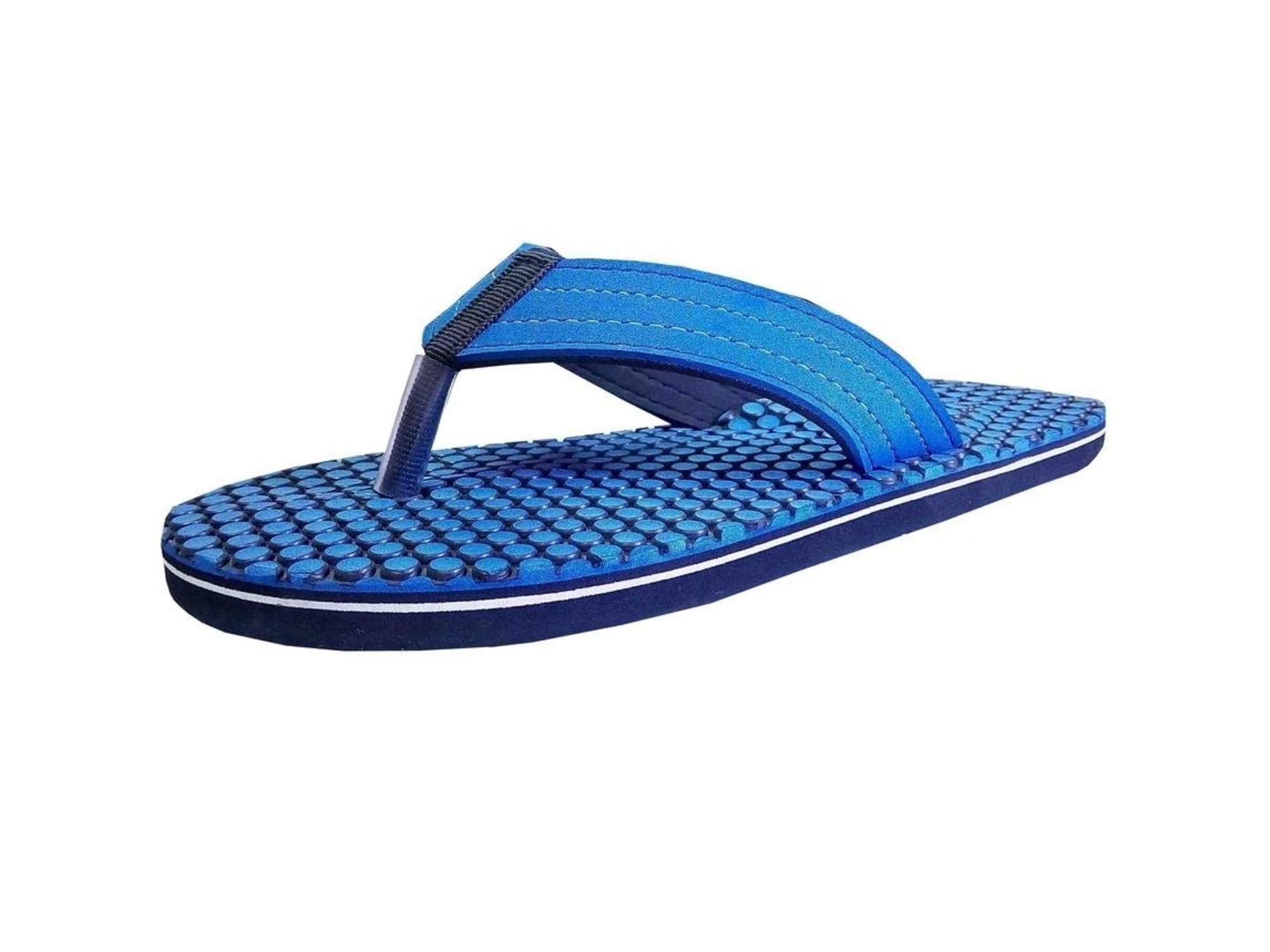 Doctor Verified Men's Foot Massage Slippers with Acupressure Dots - Orthopedic Care (Blue) | Relief for Plantar Fasciitis, Neuropathy & Foot Pain | Perfect for Home Relaxation & Post-Work Recovery