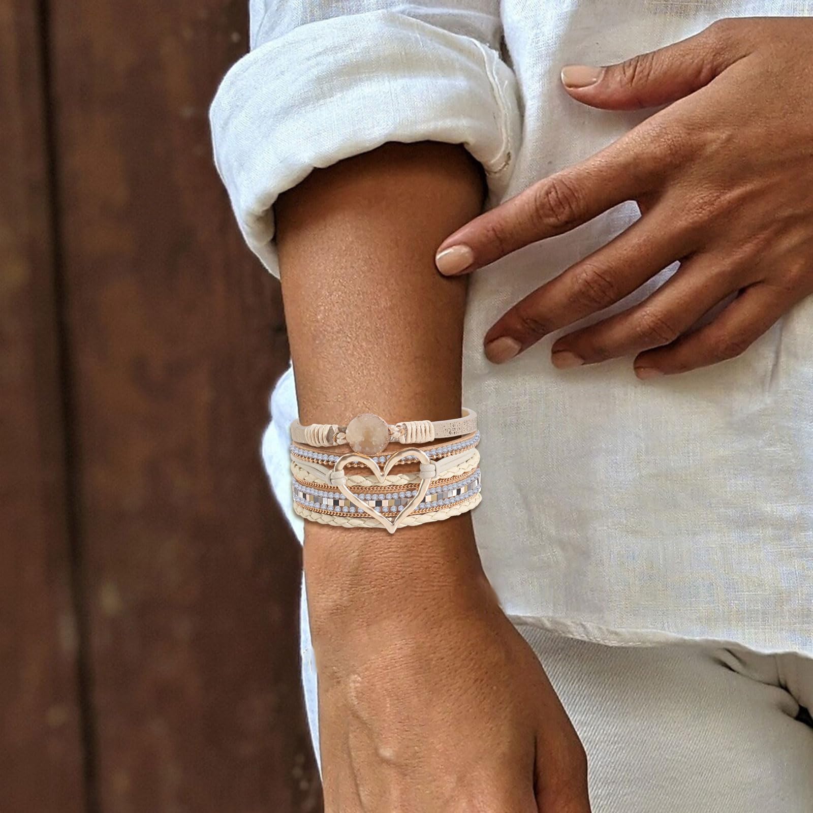 Boho Leather Wrap Bracelets for Women - Trendy Stackable Infinity Bangles, Modern Bohemian Jewelry Gifts (Perfect for Layering, Festival Outfits & Everyday Boho Style)