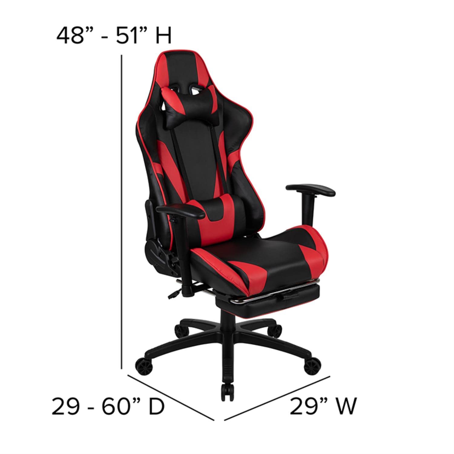 Flash Furniture Black Gaming Desk & Red/Black Reclining Gaming Chair Set with Cup Holder, Headphone Hook & Monitor Stand - Perfect for Esports, Streaming & Home Office Setup