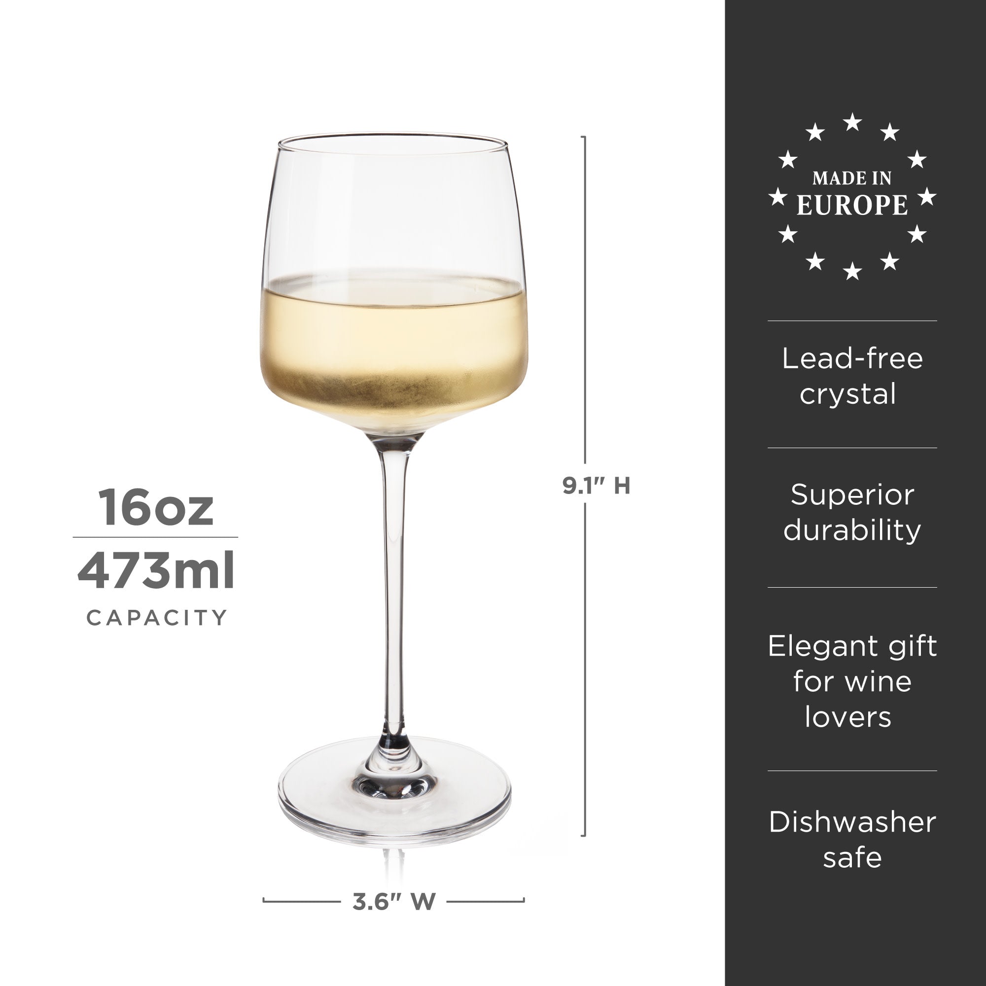 Premium Julien Crystal Chardonnay Wine Glasses Set of 4 - Elegant Stemware for White Wine Tasting, Dinner Parties & Wedding Gifts