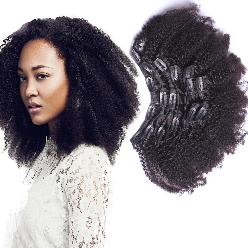 Remy Afro Kinky Clip-In Hair Extensions 4B/4C for Black Women - 7pcs 120g for Styling & Volume