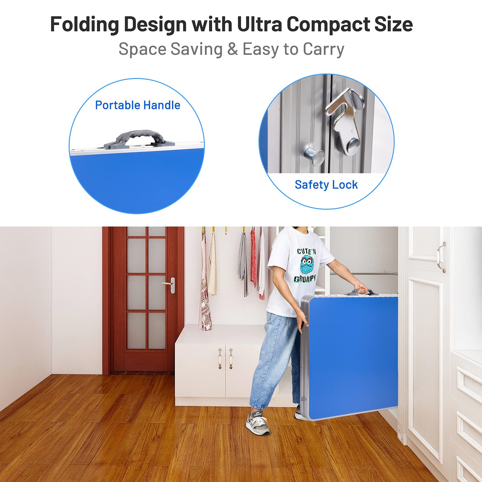 GYMAX Folding Ping Pong Table Set - Indoor Table Tennis Table with Net, 2 Paddles & 3 Balls | Free Standing for Home, Office, Game Room & Backyard Fun