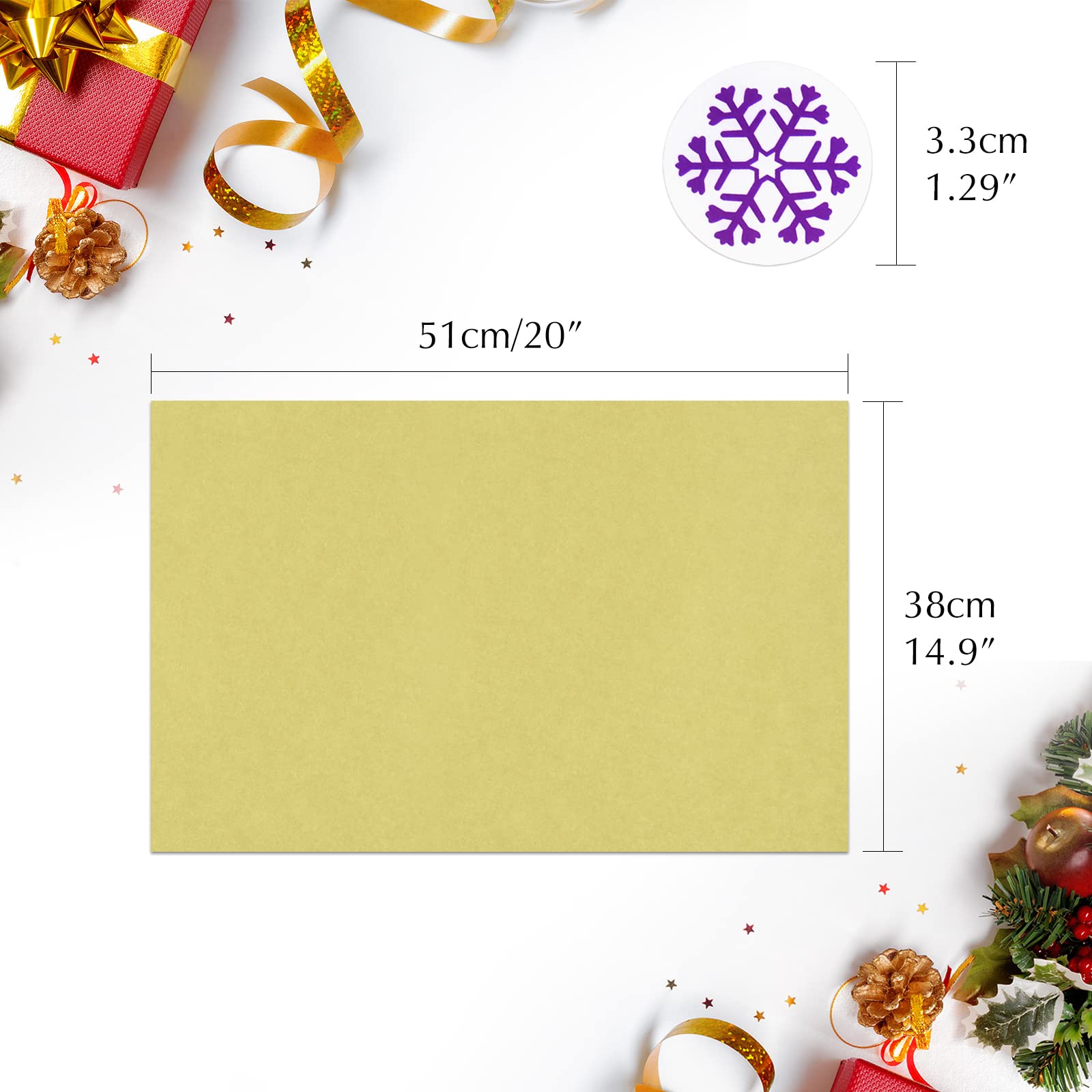 Premium 60 Sheets Gold Tissue Paper for Christmas Wrapping - 20.5x15 Inch DIY Gift Wrapping Paper, Craft Supplies & Holiday Decorations - Perfect for Christmas Parties, Gift Bags, Tree Decor & Festive Crafts