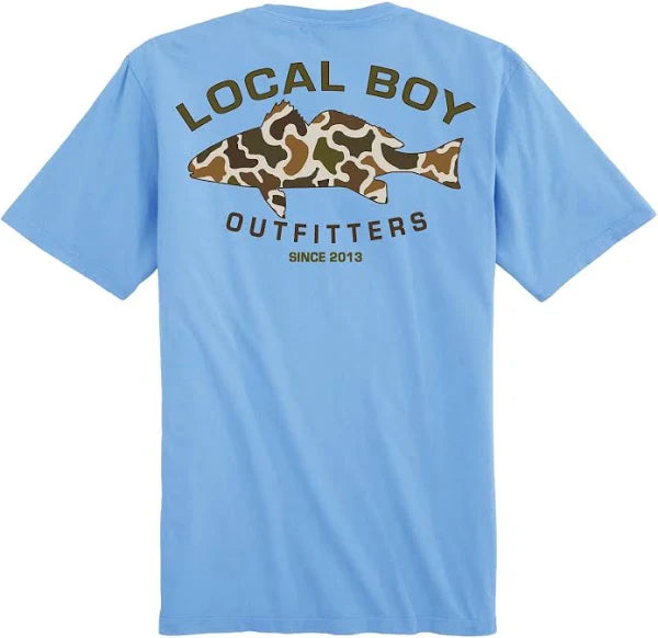 Local Boy Vintage Redfish Graphic T-Shirt for Men - Retro Fishing Tee - Perfect for Casual Wear, Outdoor Adventures & Beach Trips