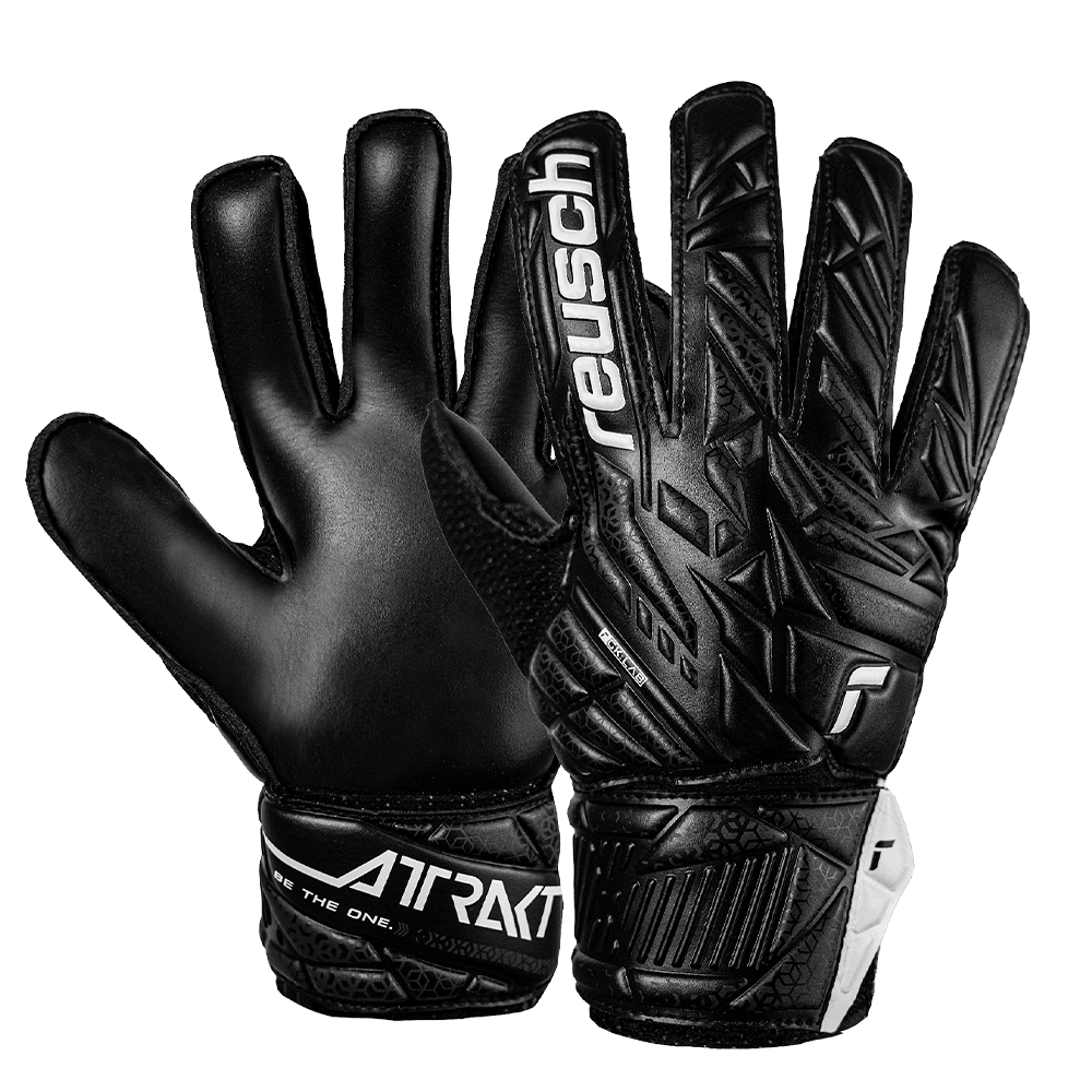 Reusch Attrakt Solid Junior Goalkeeper Gloves - Black - Perfect for Youth Soccer Training and Matches