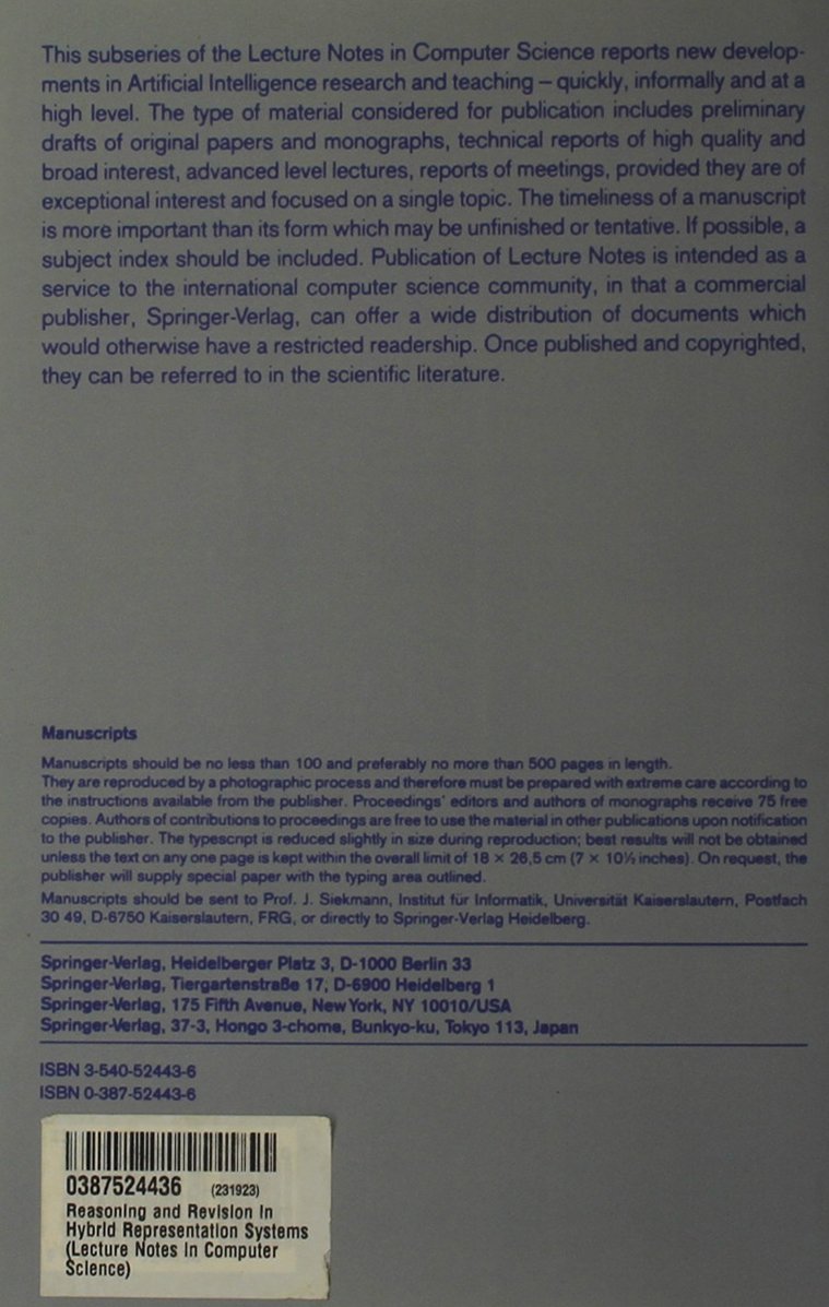 Reasoning and Revision in Hybrid Representation Systems - Lecture Notes in Computer Science | Academic Research Book for AI, Knowledge Representation & Computer Science Studies