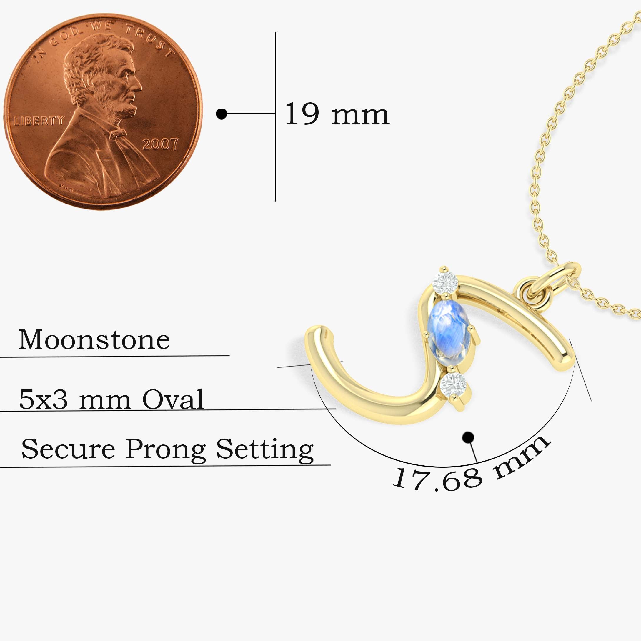 Rainbow Moonstone Silver Initial 'S' Necklace - Elegant Personalized Jewelry for Women, Perfect for Gifts, Birthdays & Everyday Wear