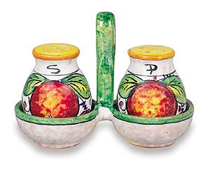 Hand Painted Frutta Mista Salt and Pepper Shakers Set - Italian Handmade Ceramic Kitchenware for Dining Table & Gift Giving
