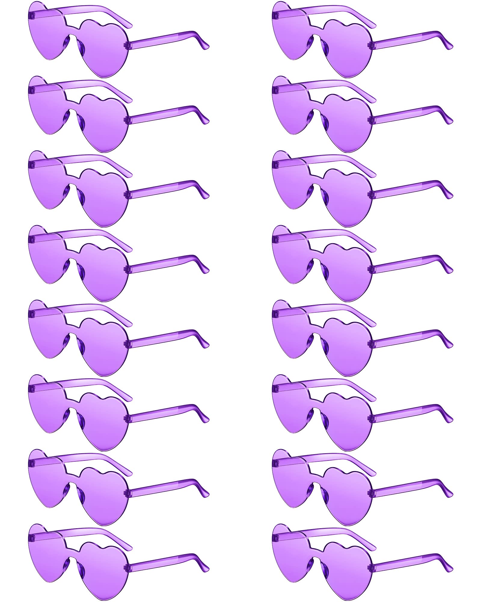 Colzzy 16-Pack Heart-Shaped Sunglasses - Bulk Purple Party Sunglasses for Women, Witch Birthday Accessories & Costume Eyewear - Perfect for Halloween, Bachelorette Parties & Themed Events