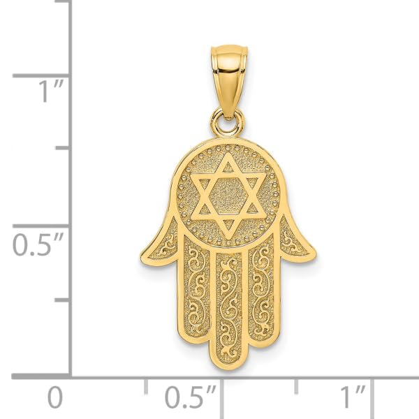 14K Solid Yellow Gold Hamsa Hand Necklace - Evil Eye Protection Pendant with Star of David | Good Luck Charm for Jewish & Spiritual Wear | Perfect for Religious Occasions, Daily Wear & Gift Giving