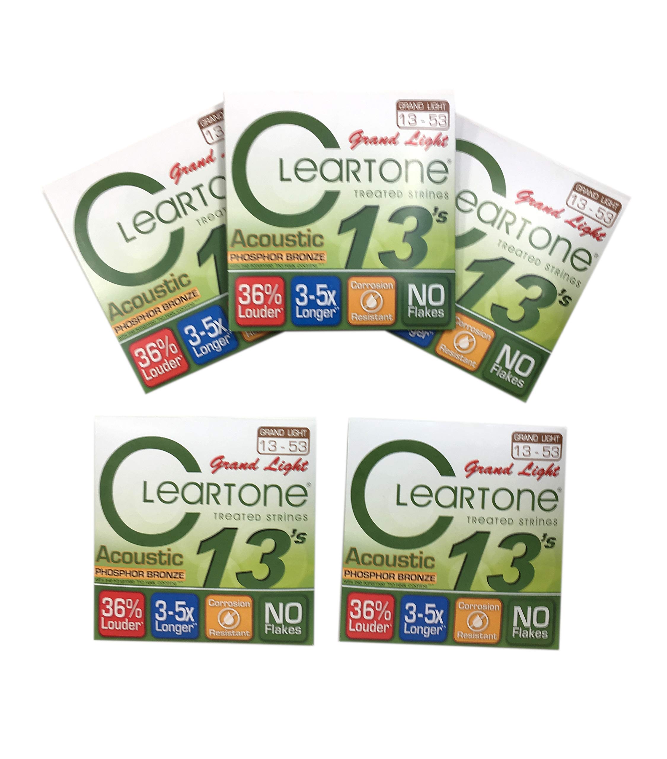Cleartone Acoustic Guitar Strings - Phosphor Bronze Grand Light 13-53 Treated - Perfect for Folk, Country & Fingerstyle Playing