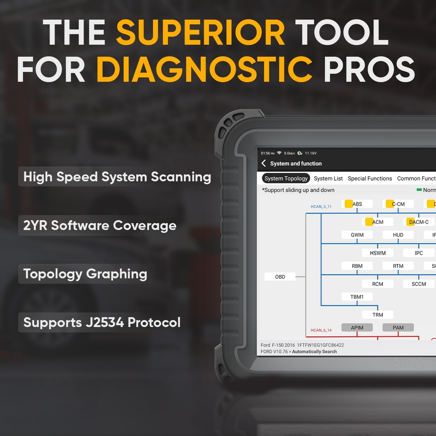 PLATINUM S10 PRO Professional OBD2 Scanner - Car Diagnostic Tool for Engine Fault Code Reader, ABS, SRS, Oil Reset | Compatible with Most Vehicles - Perfect for Mechanics & DIY Auto Repair