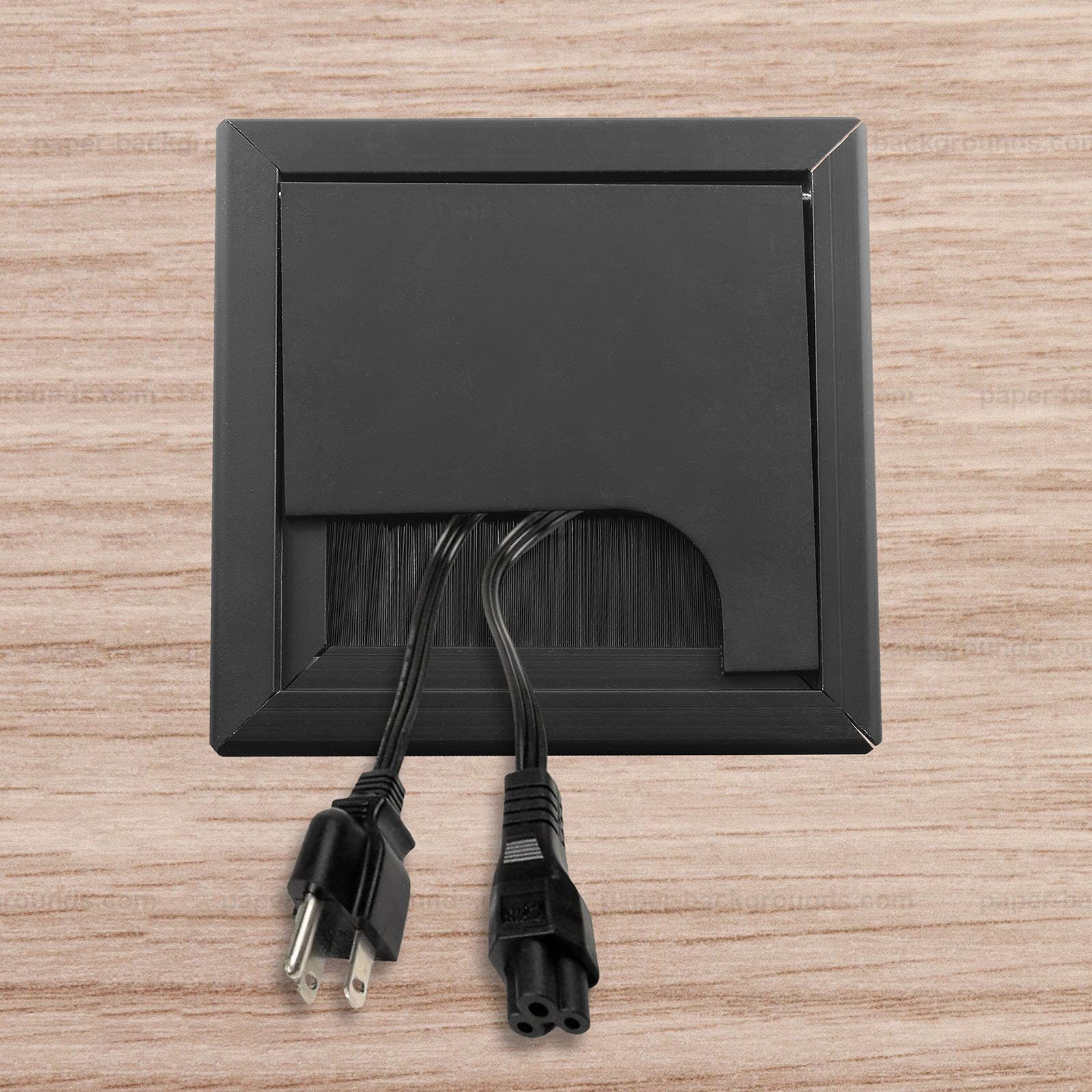 2-Pack 3 Inch (80mm x 80mm) Square Metal Desk Cable Grommet - Dustproof Black Cable Hole Cover for Computer Desk & Office Workstation | Perfect for Cable Management in Home Office & Gaming Setup