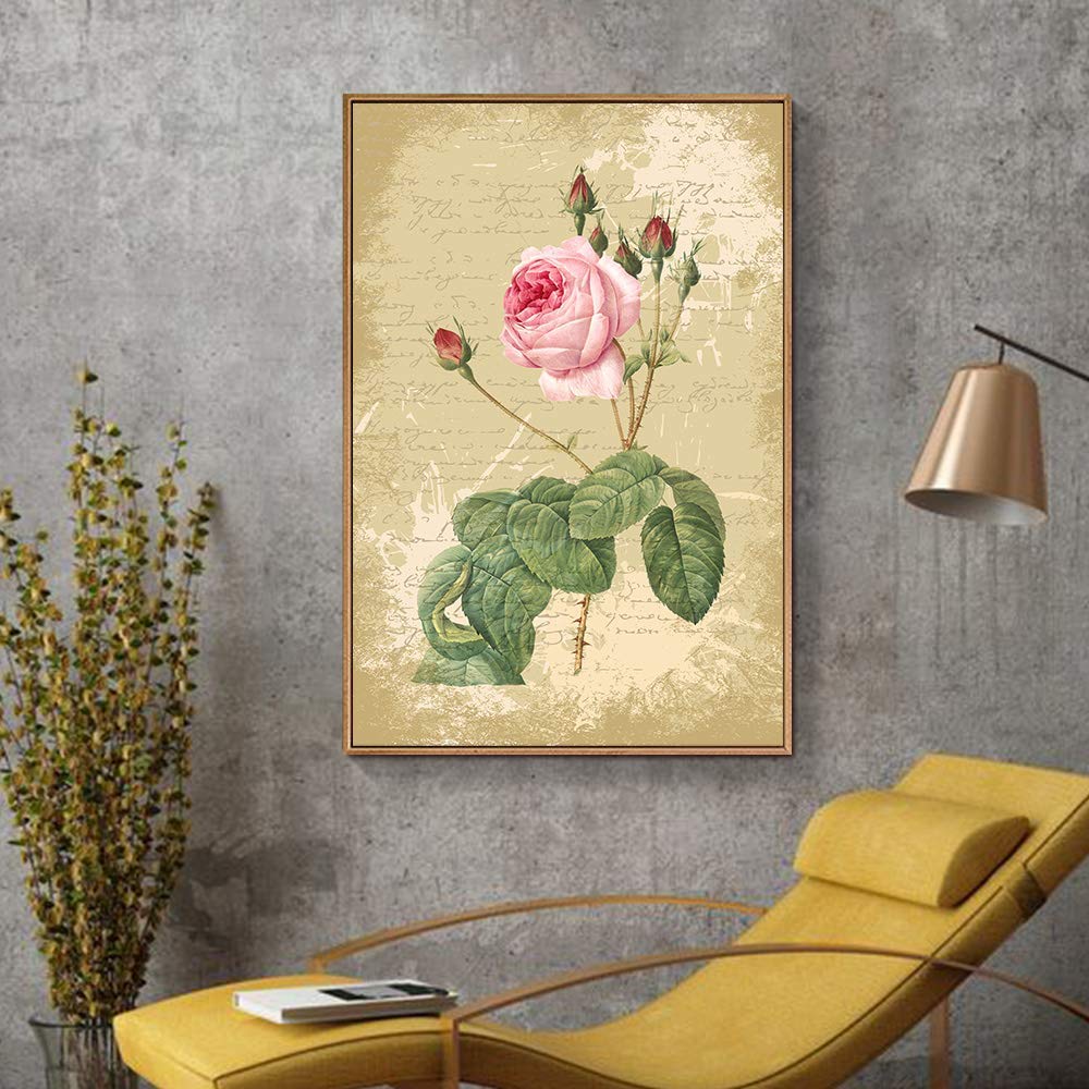 Floating Framed Canvas Wall Art - Retro Flower Print 16x24 Inches, Ready to Hang for Living Room & Bedroom Decor | Perfect for Modern Home, Office & Gift Giving