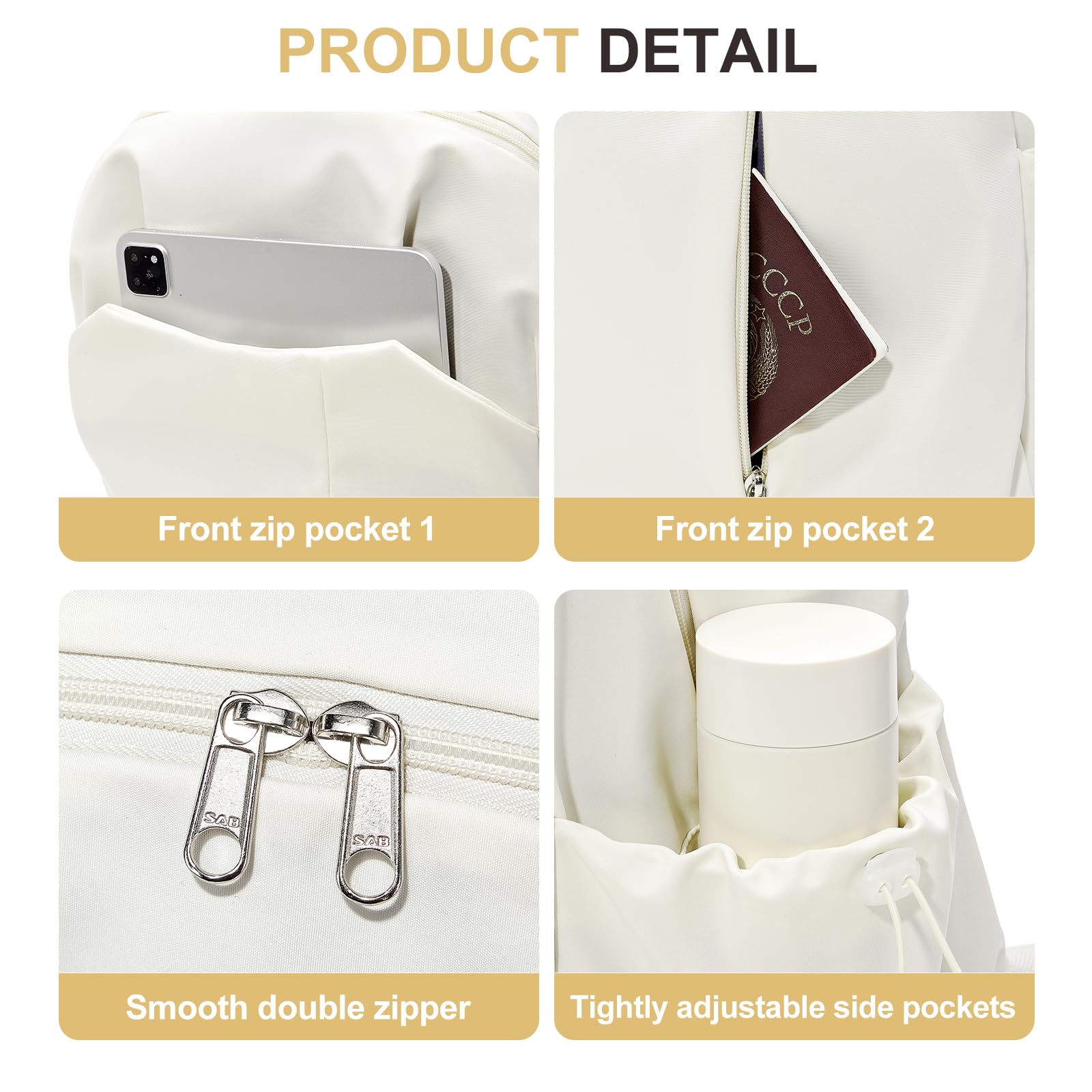 **Waterproof Weradar Backpack for School & College - Stylish & Durable Bookbag for Women, Men, Girls & Boys - Casual Aesthetic Design (Beige) - Perfect for Daily Commute, Travel & Outdoor Activities**