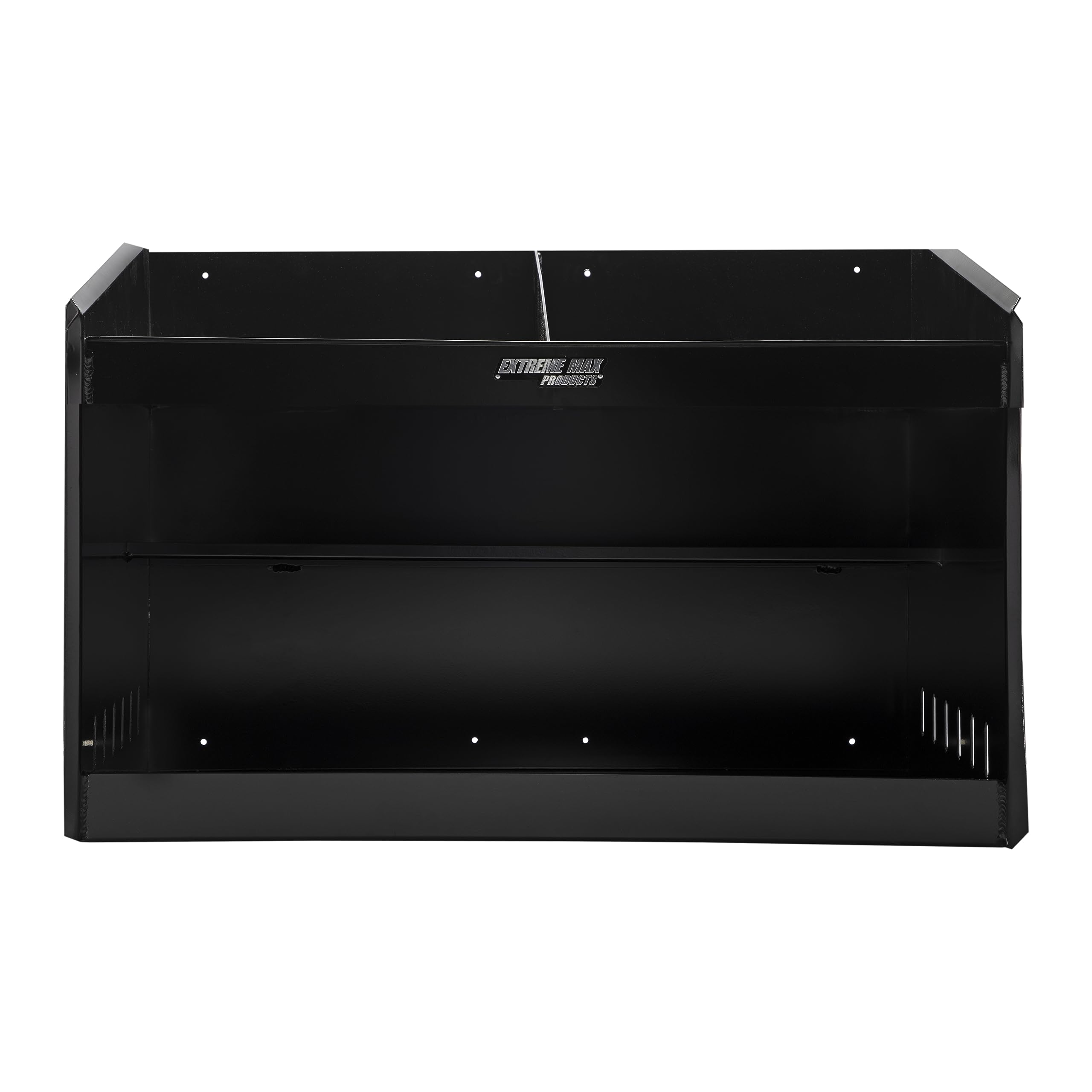 Extreme Max 5001.6331 Heavy-Duty Aluminum Helmet Storage Shelf - Dual Bay Organizer for Racing Helmets | Perfect for Race Trailers, Garages, Workshops & Storage Spaces | Durable Black Finish