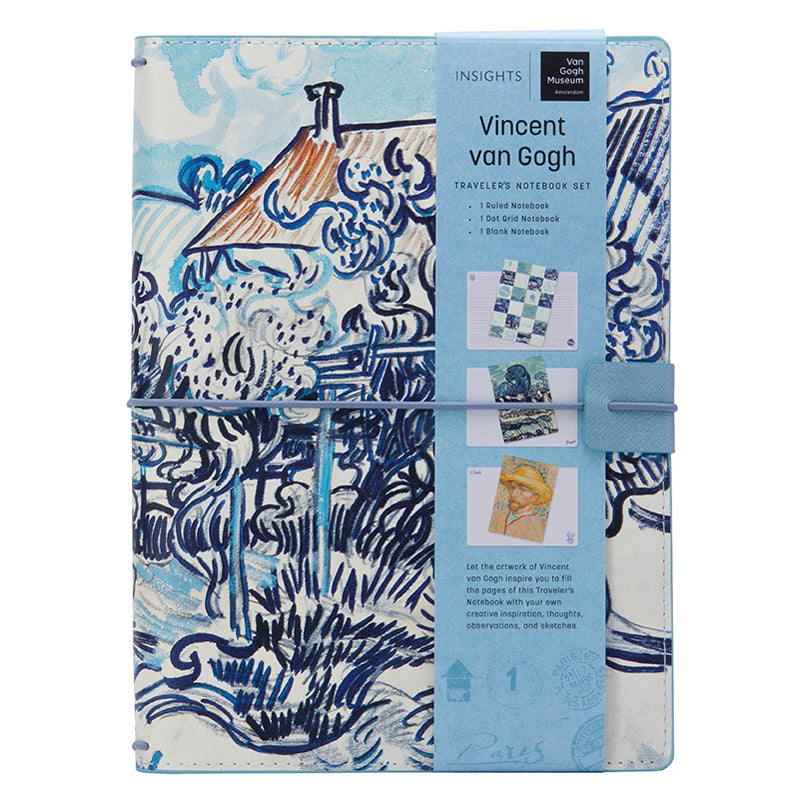 Van Gogh Traveler's Notebook Set - A5 Refillable Journal with Pen Holder & Stickers - Perfect for Travel, Bullet Journaling & Gift Giving