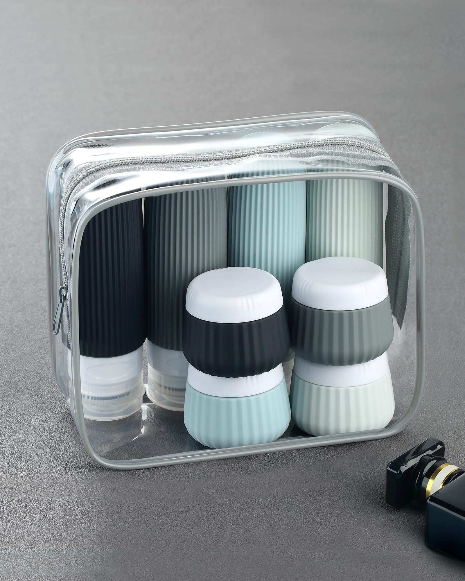 8 Pack TSA Approved 3 oz Travel Bottles for Toiletries - Leak Proof Silicone Squeezable Containers with Clear Bag | Perfect for Airplane Carry-On, Vacation Essentials & Shampoo/Lotion Storage
