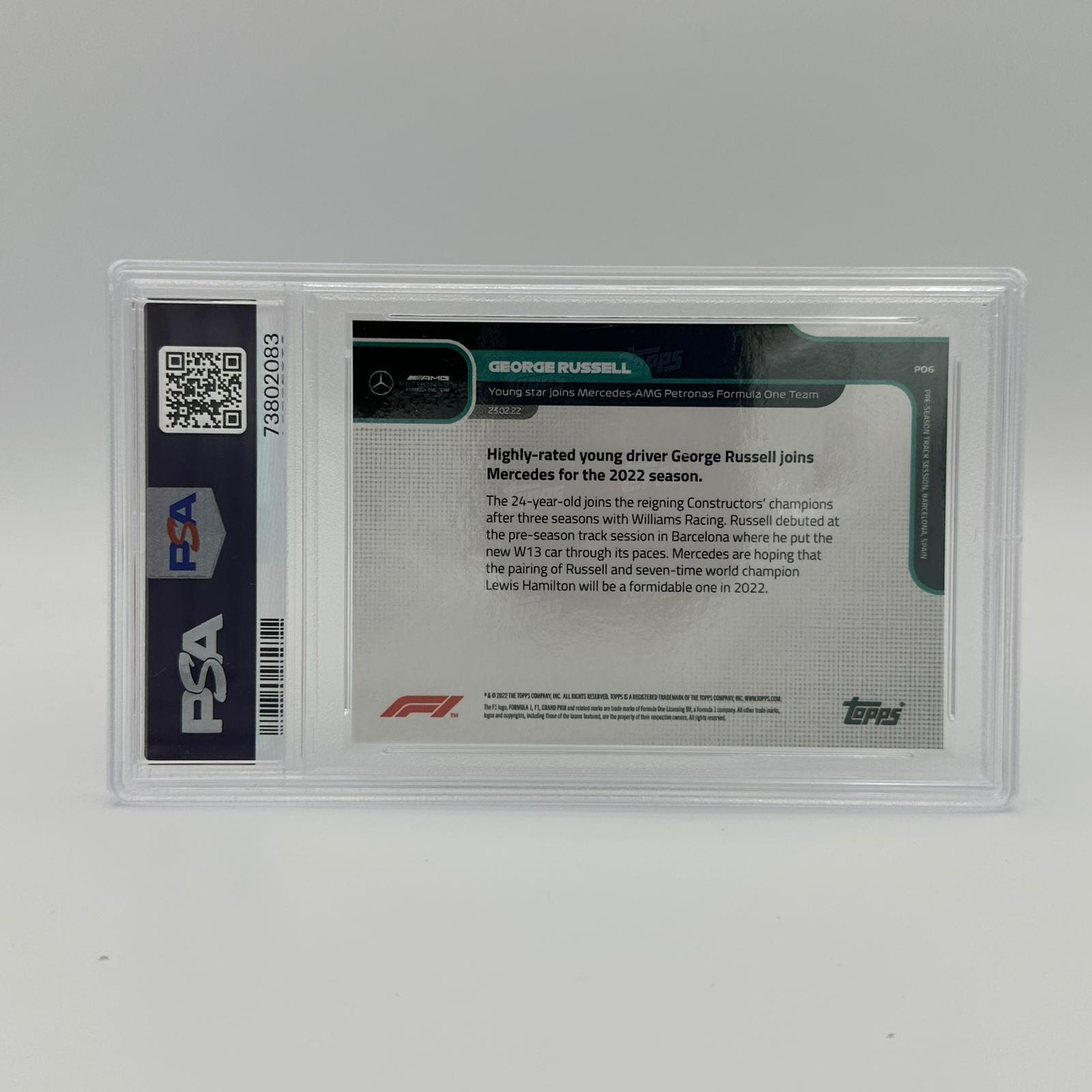 PSA 9 2022 George Russell Road To F1 Trading Card #P06 SP - Rare Collectible for Motorsport Fans & Trading Card Enthusiasts (Perfect for Display, Investment, or Gift for Formula 1 Lovers)