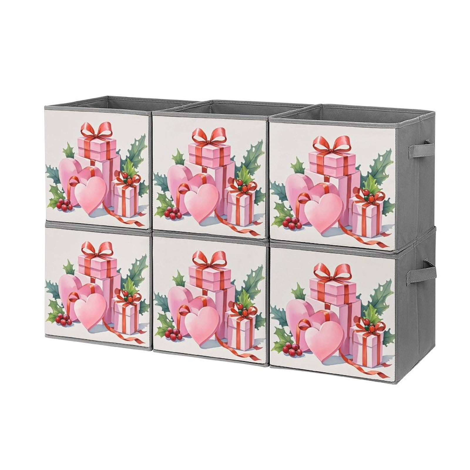 6-Piece Foldable Storage Bins with Handles - Large Capacity Fabric Storage Boxes for Playroom, Office & Home Organization - Printed Design, Perfect Gift for Home Decor & Clutter Control (Ideal for Toys, Books, Clothes & Seasonal Storage)