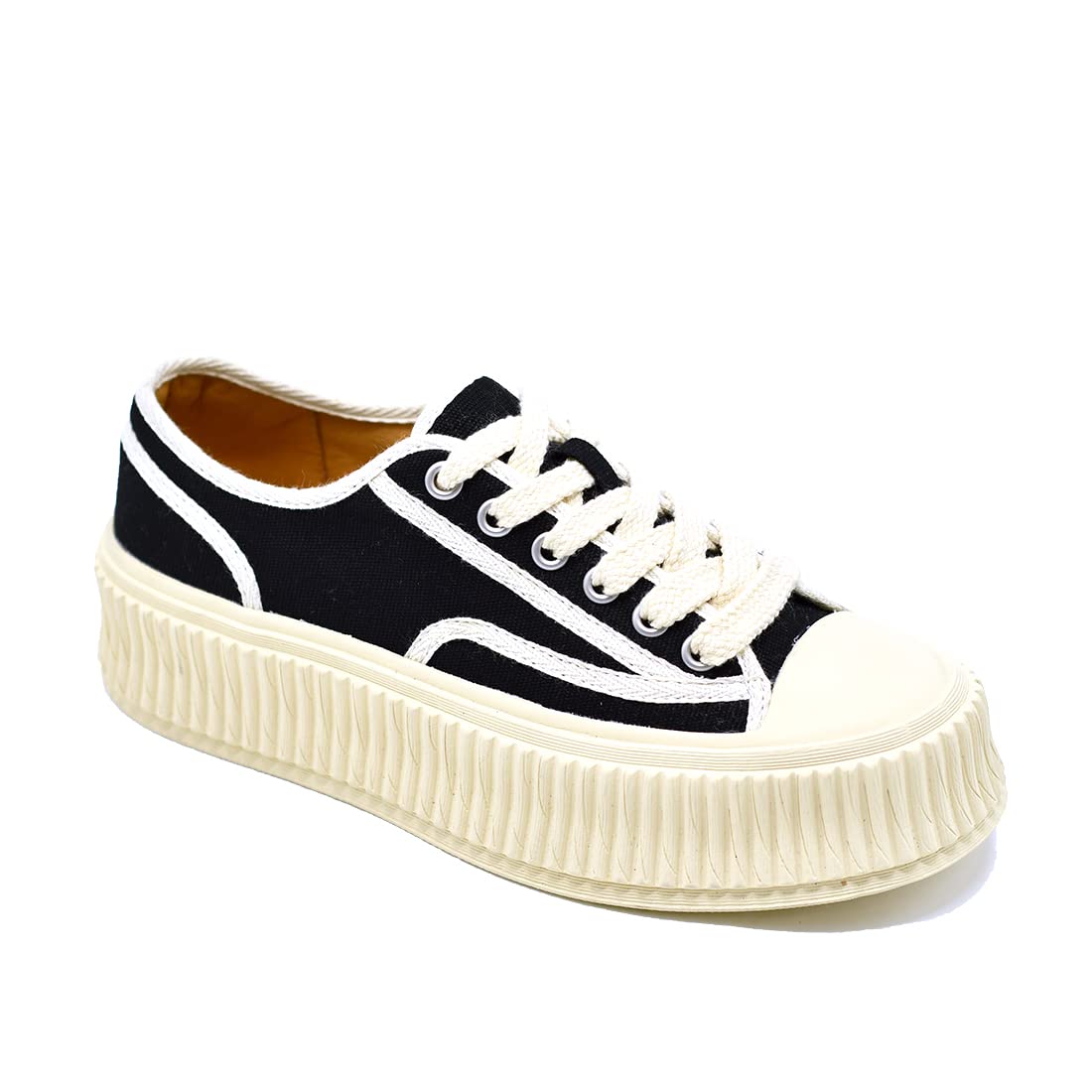 Women's Chunky Platform Sneakers - Fashion Lace-Up Canvas Shoes for Women - Comfortable & Stylish for Walking, Running, Casual Outfits All Year Round