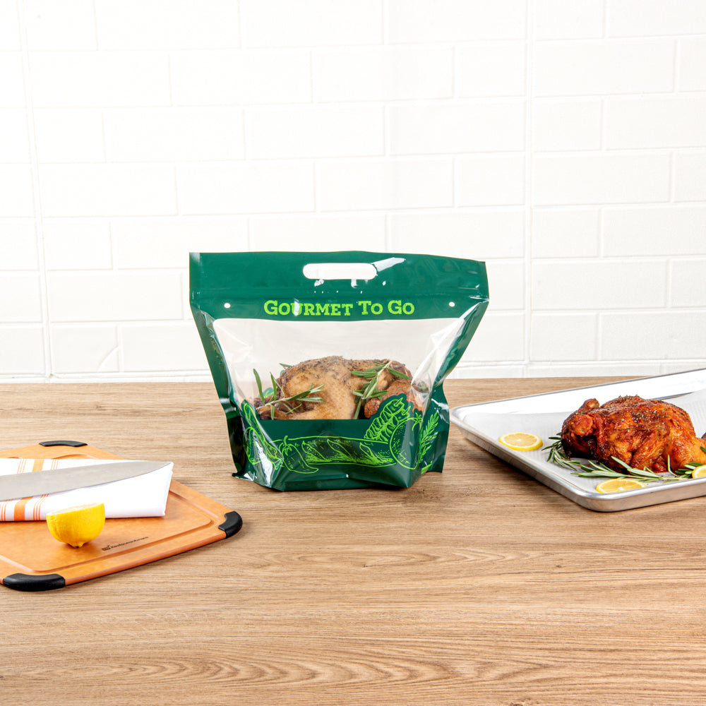 Premium Green Plastic Rotisserie Chicken Bags - Hot Food Storage Bags (12.75