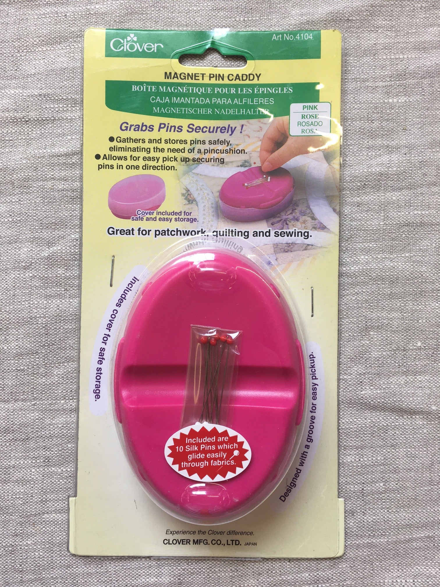 Clover Magnetic Pin Caddy (Pink) - Strong Magnetic Sewing Pin Holder for Quilting, Crafting & DIY Projects - Perfect for Sewing Kits & Organizing Needles