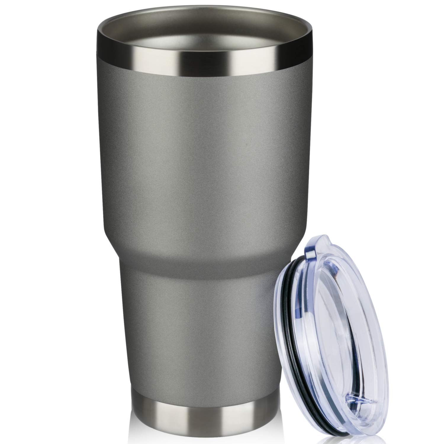 MEWAY 30oz Insulated Stainless Steel Tumbler with Lid & Straw - Double Wall Vacuum Coffee Cup for Hot & Cold Drinks - Powder Coated Durable Travel Mug - Perfect for Office, Commuting, Camping & Outdoor Activities (4 Pack, Cold Grey)