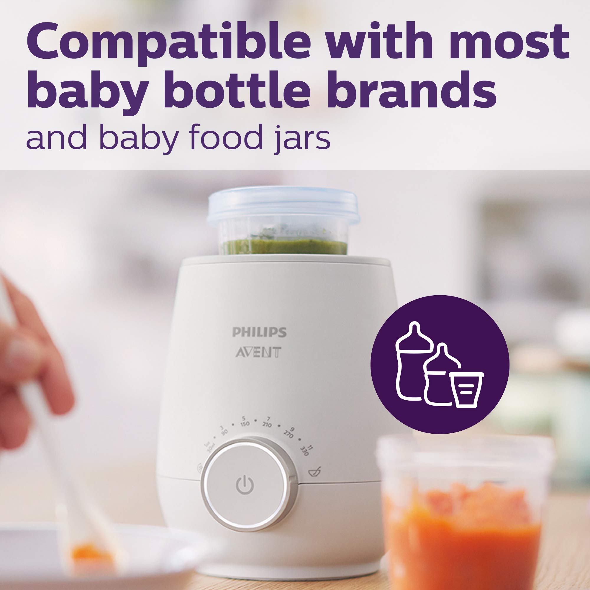 Philips Avent Natural Baby Bottles with Natural Response Nipples - 9 Ounce, 4 Pack + Fast Bottle Warmer Set | Perfect for Breastmilk & Formula Feeding at Home or On-the-Go