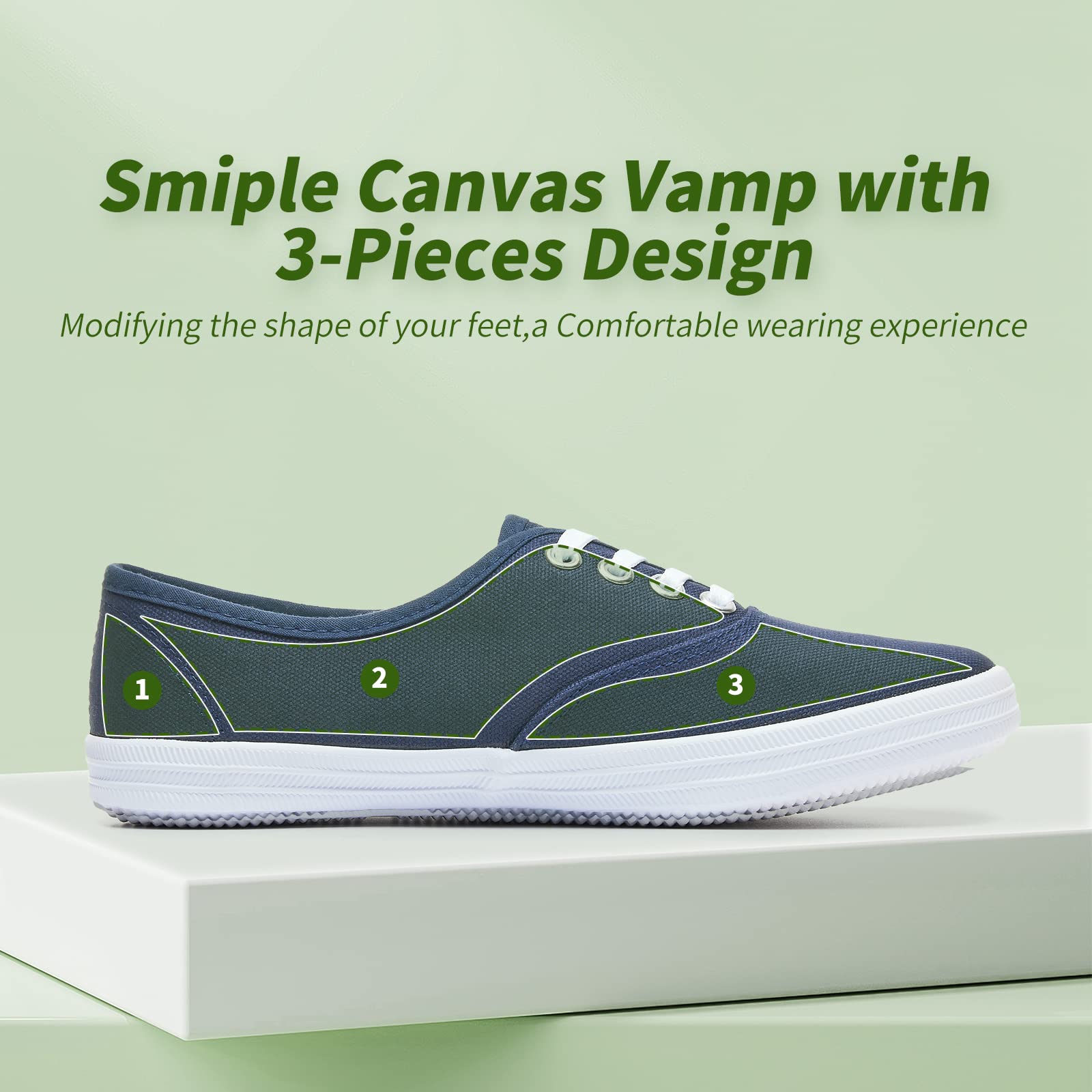 TUOPIN Women's White Canvas Sneakers - Low Top Lace-Up Casual Shoes for Women | Lightweight Breathable Tennis Shoes | Perfect for Walking, Workout & Everyday Wear