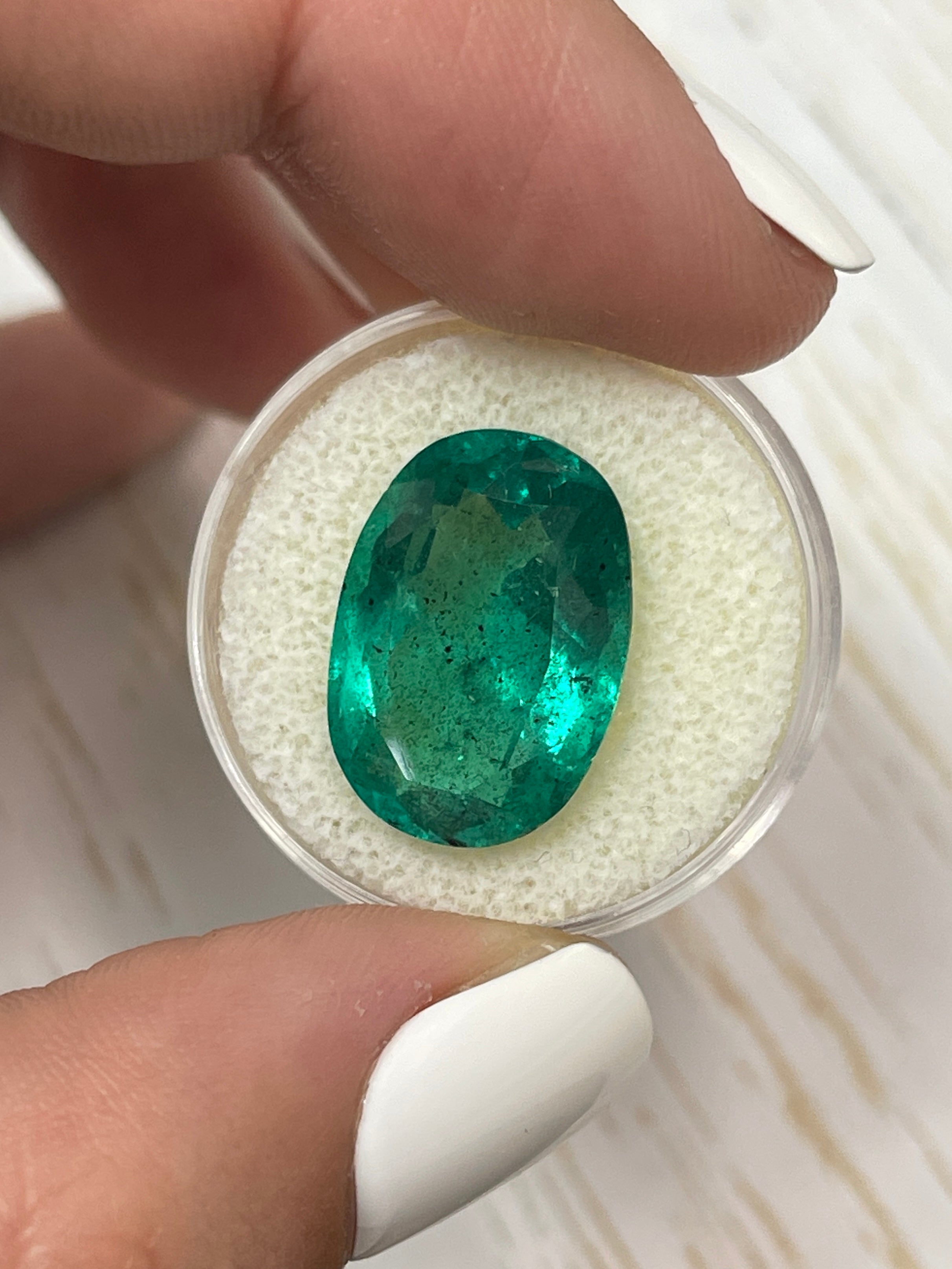 12.42 Carat Natural Colombian Emerald Gemstone - Oval Cut 18x13mm Loose Green Emerald for Jewelry Making, Engagement Rings & Collector's Gems