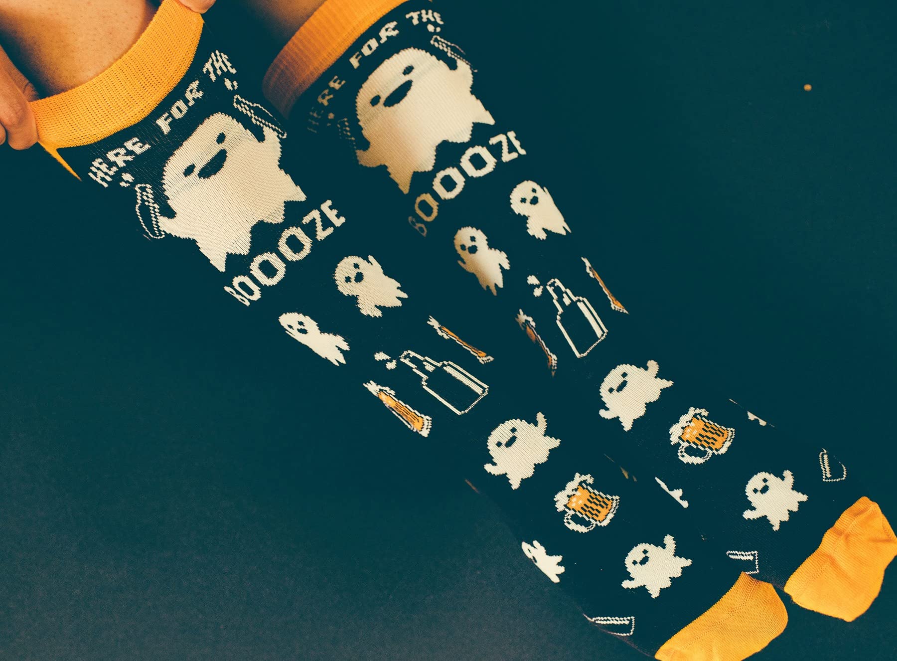 Funny Ghost Halloween Socks for Women - Crazy Dog T-Shirts Booze Themed Novelty Footwear - Perfect for Costume Parties, Gifts & Spooky Celebrations