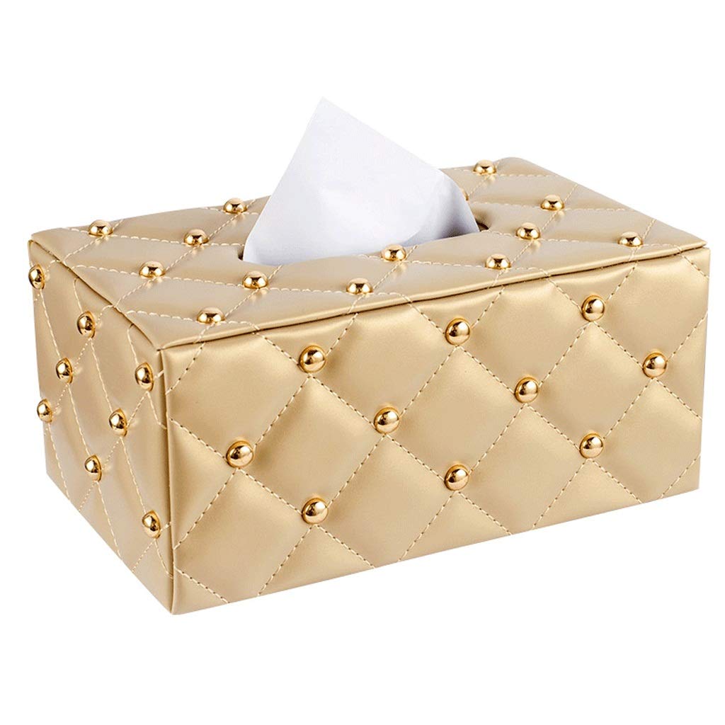 BTYAY European Style Leather Tissue Box - Elegant Gold Napkin Holder for Living Room, Restaurant & High-End Home Decor | Perfect for Sofa, Coffee Table & Dining Table